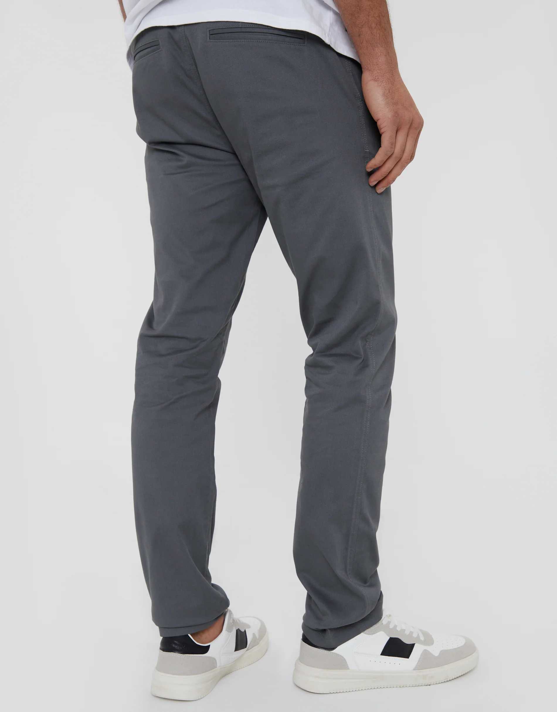 Slim Fit Chino Trousers in Slate Grey - Image 3