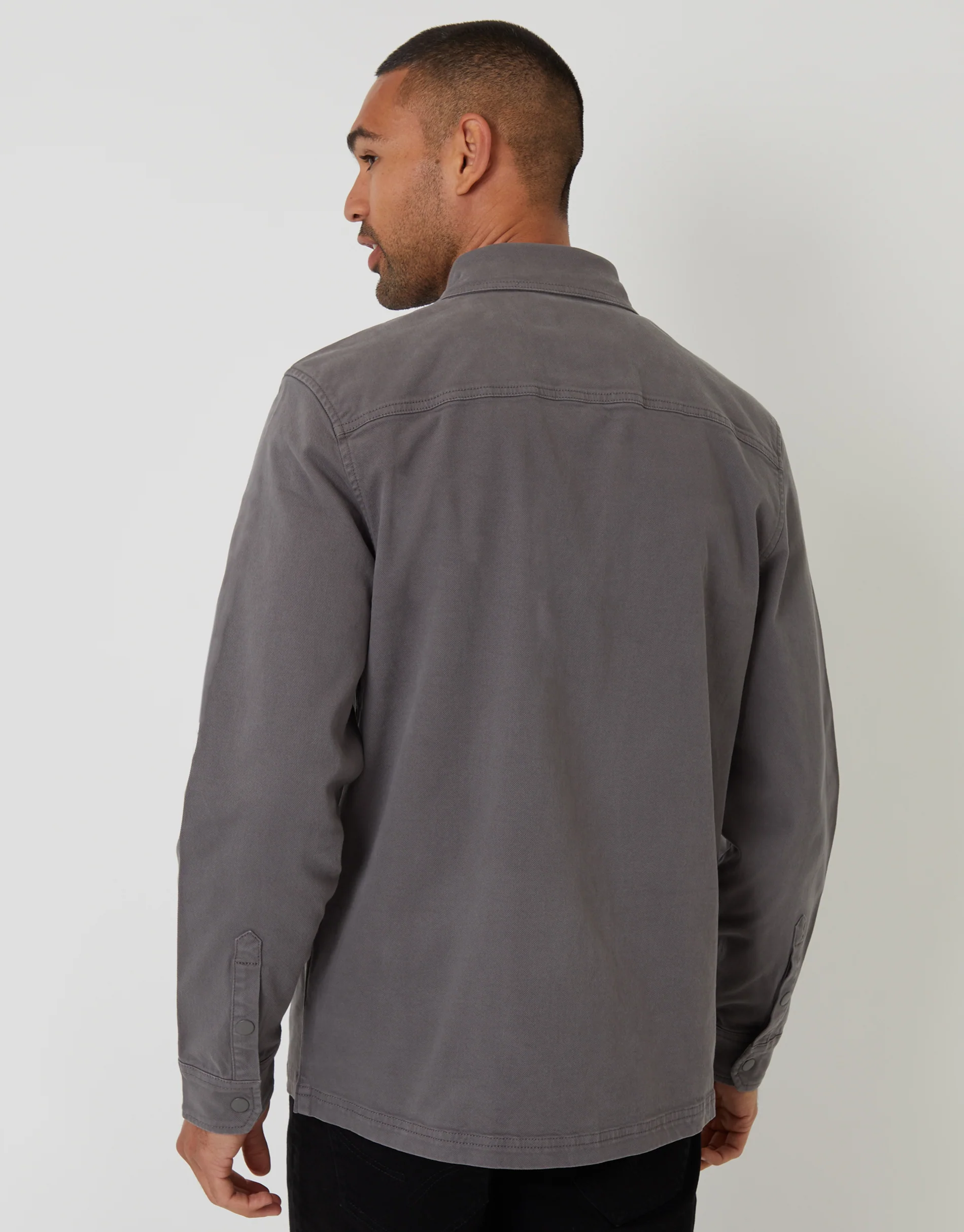 Snap Fastening Shacket in Slate Grey - Image 2