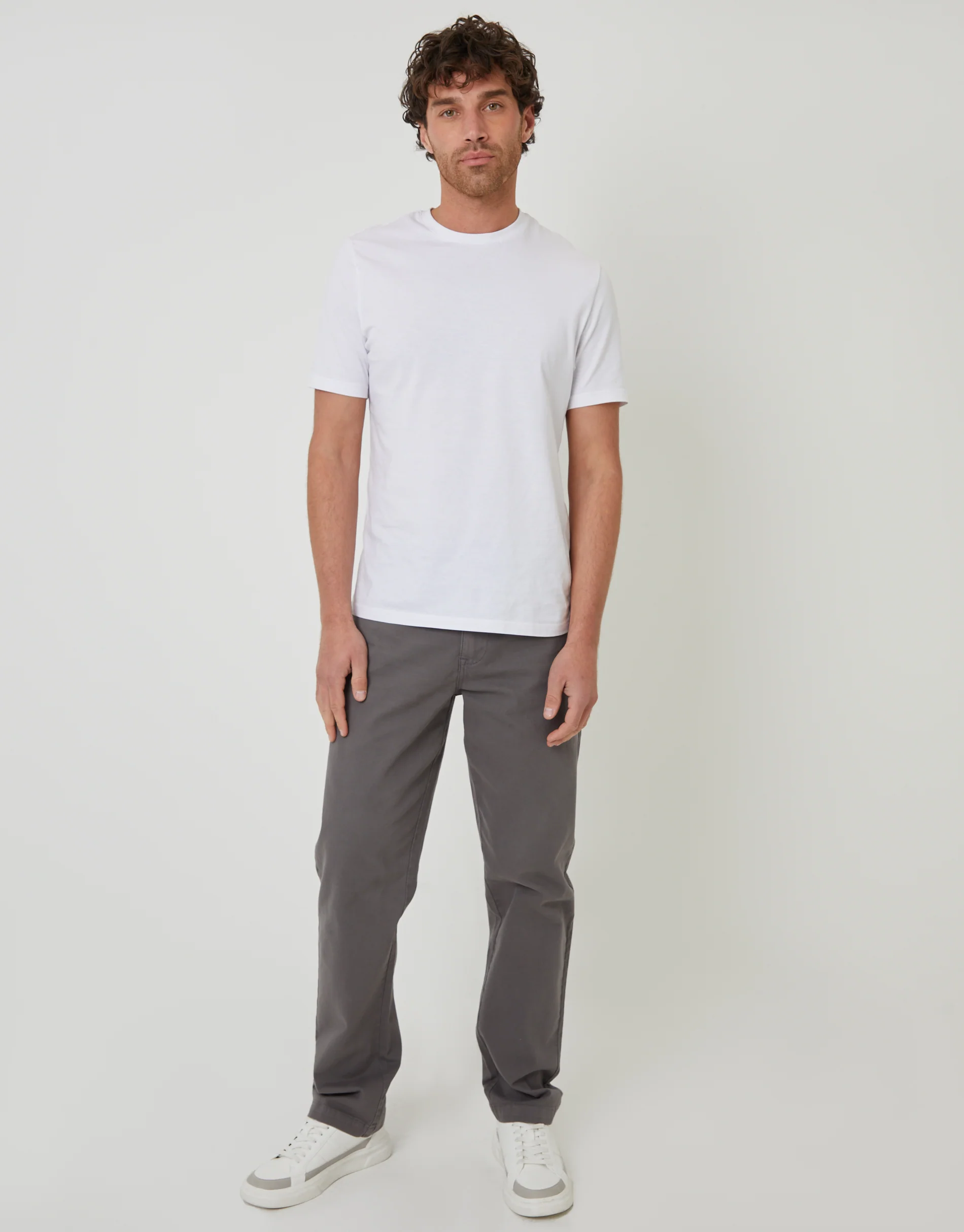 Straight Leg Canvas Trousers in Slate Grey