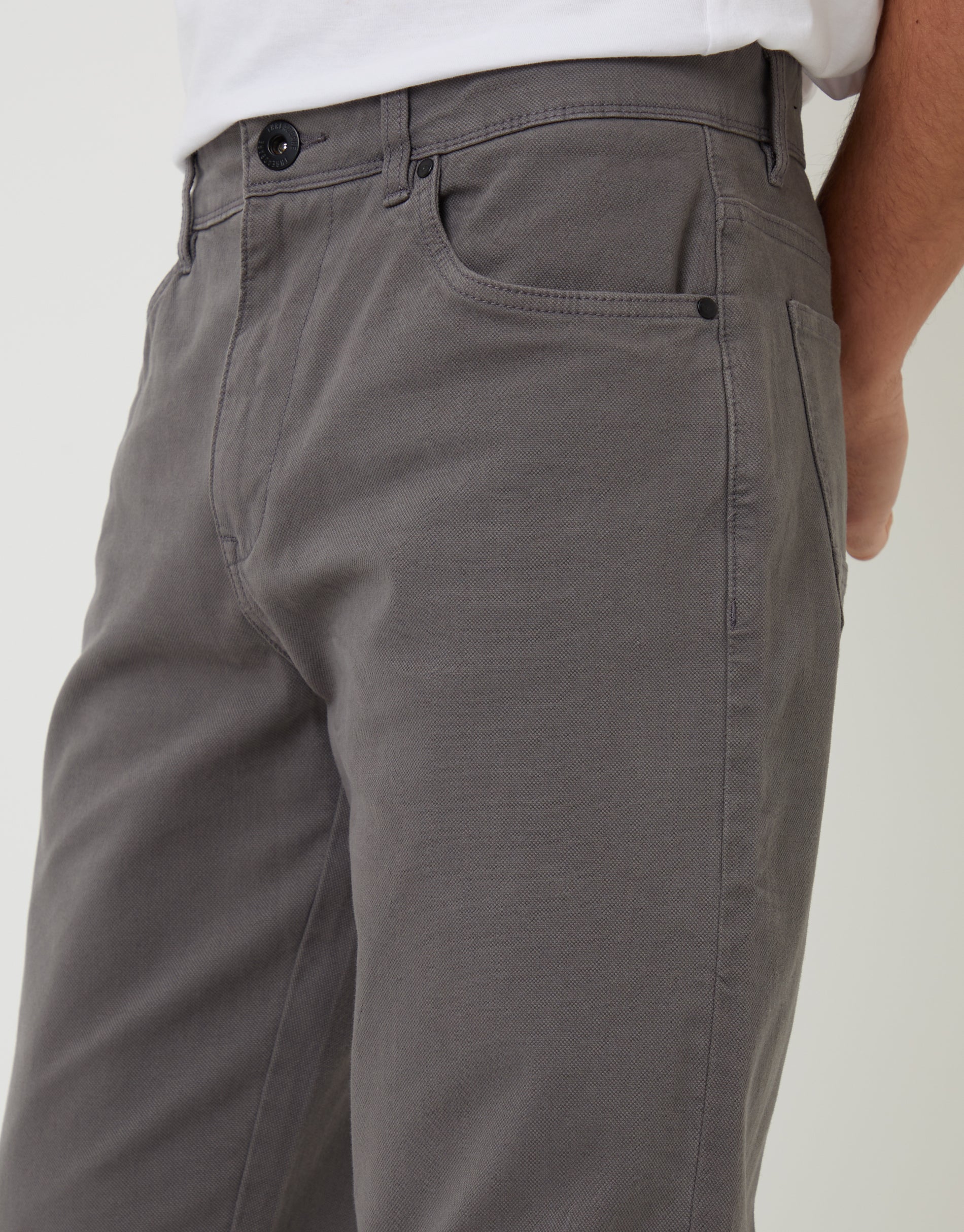 Straight Leg Canvas Trousers in Slate Grey - Image 4
