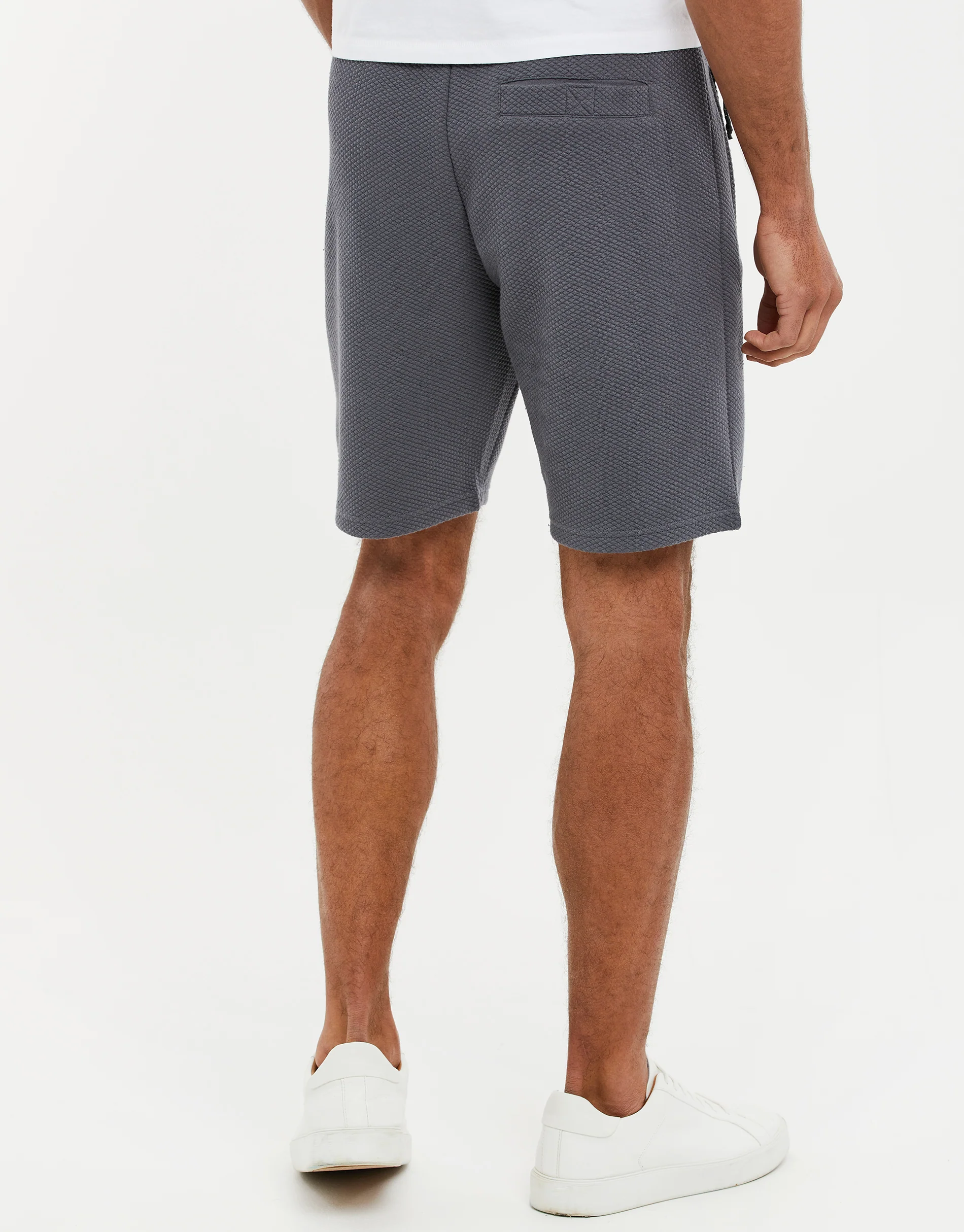 Waffle Textured Sweat Shorts in Slate Grey - Image 3