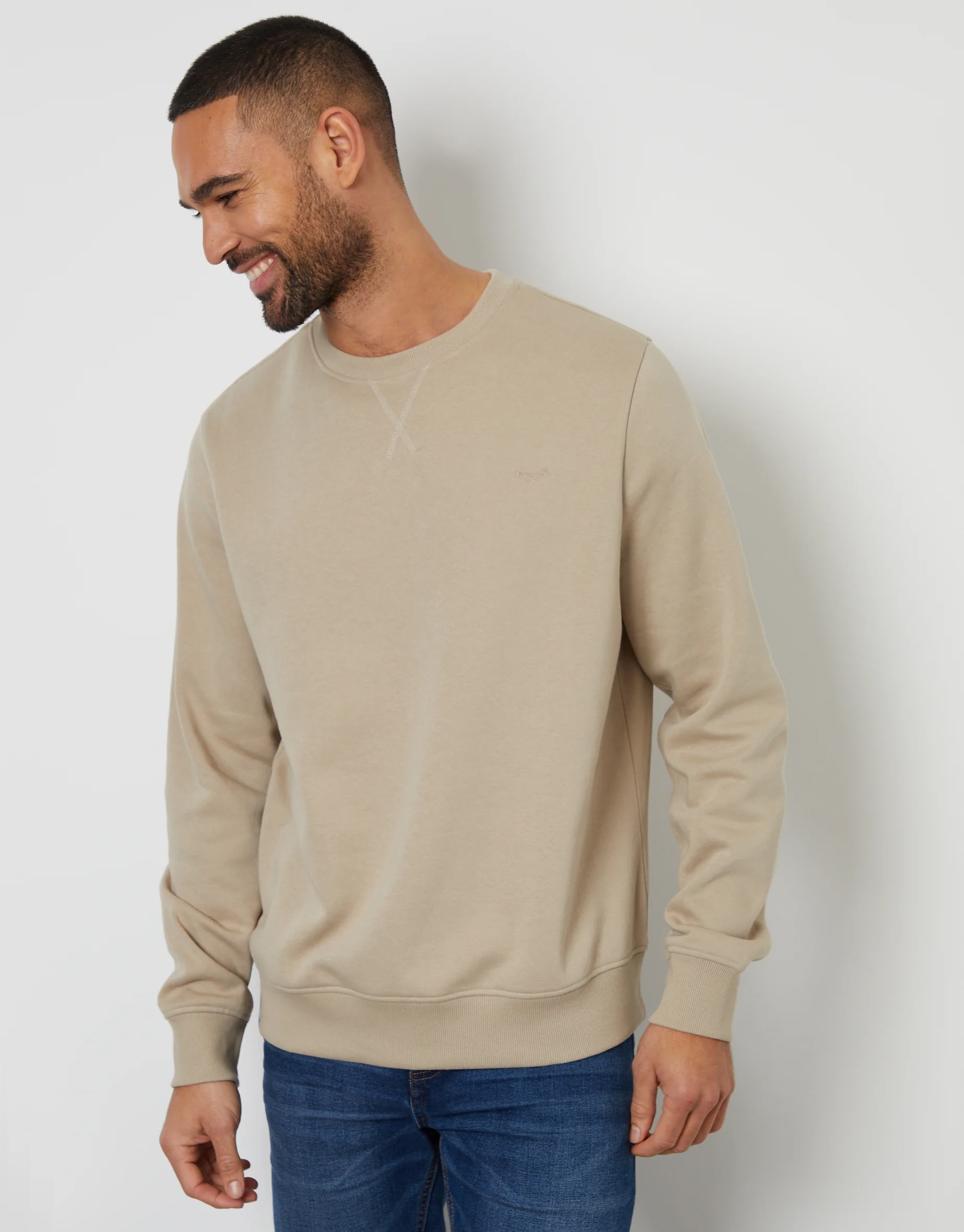 Crew Neck Sweatshirt in Stone
