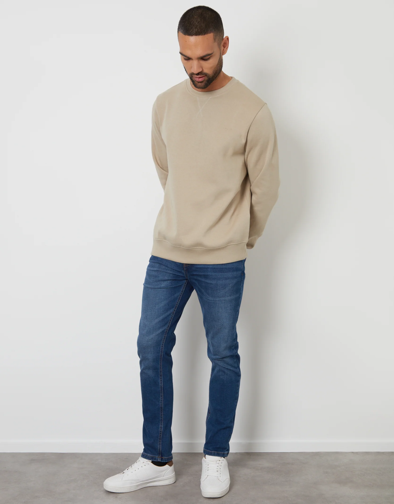 Crew Neck Sweatshirt in Stone - Image 3