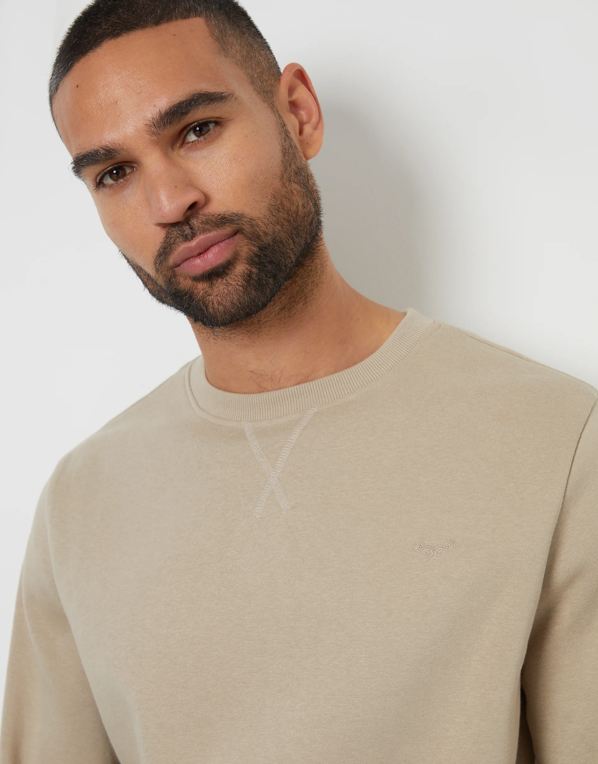 Crew Neck Sweatshirt in Stone - Image 4