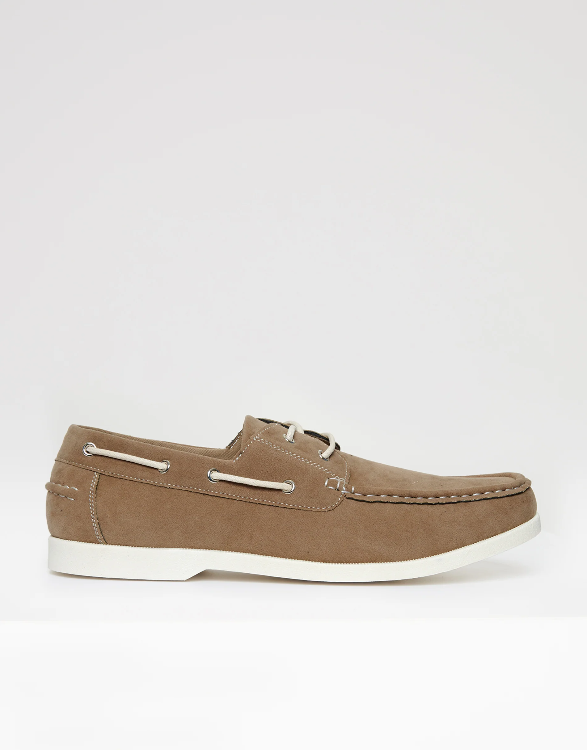 Faux Suede Boat Shoes in Stone