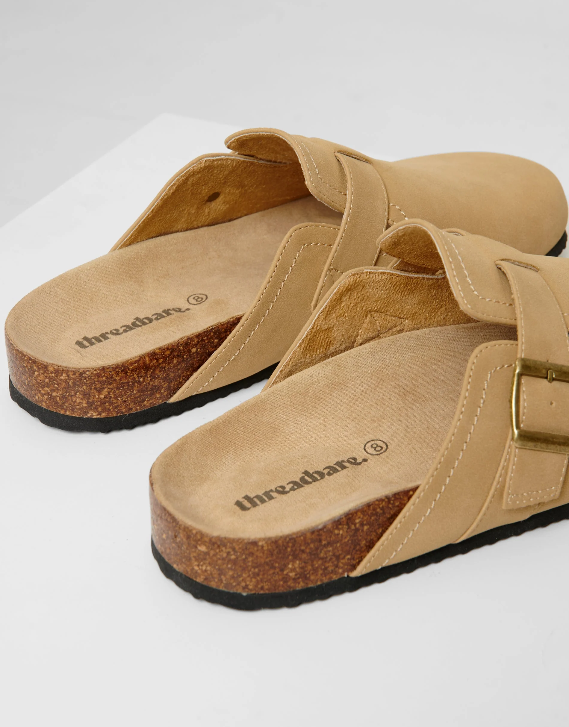 Faux Suede Mule Sandals in Stone - Image 4