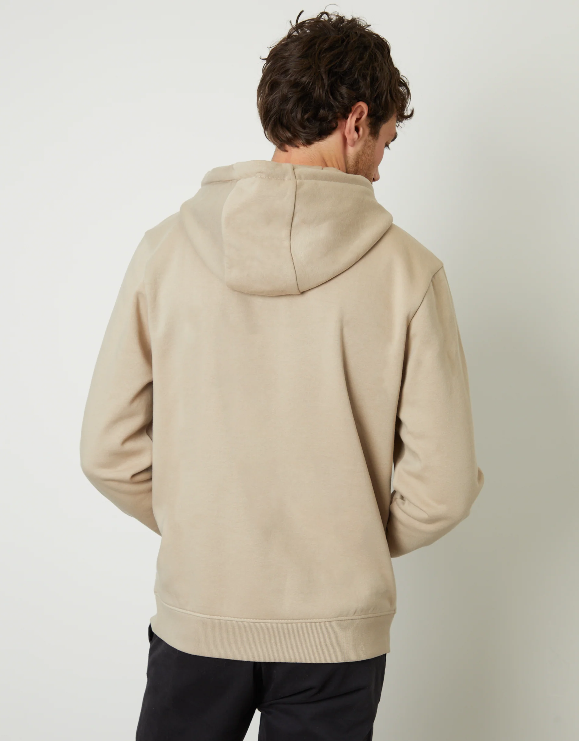 Mock T-Shirt Overhead Hoodie in Stone - Image 2