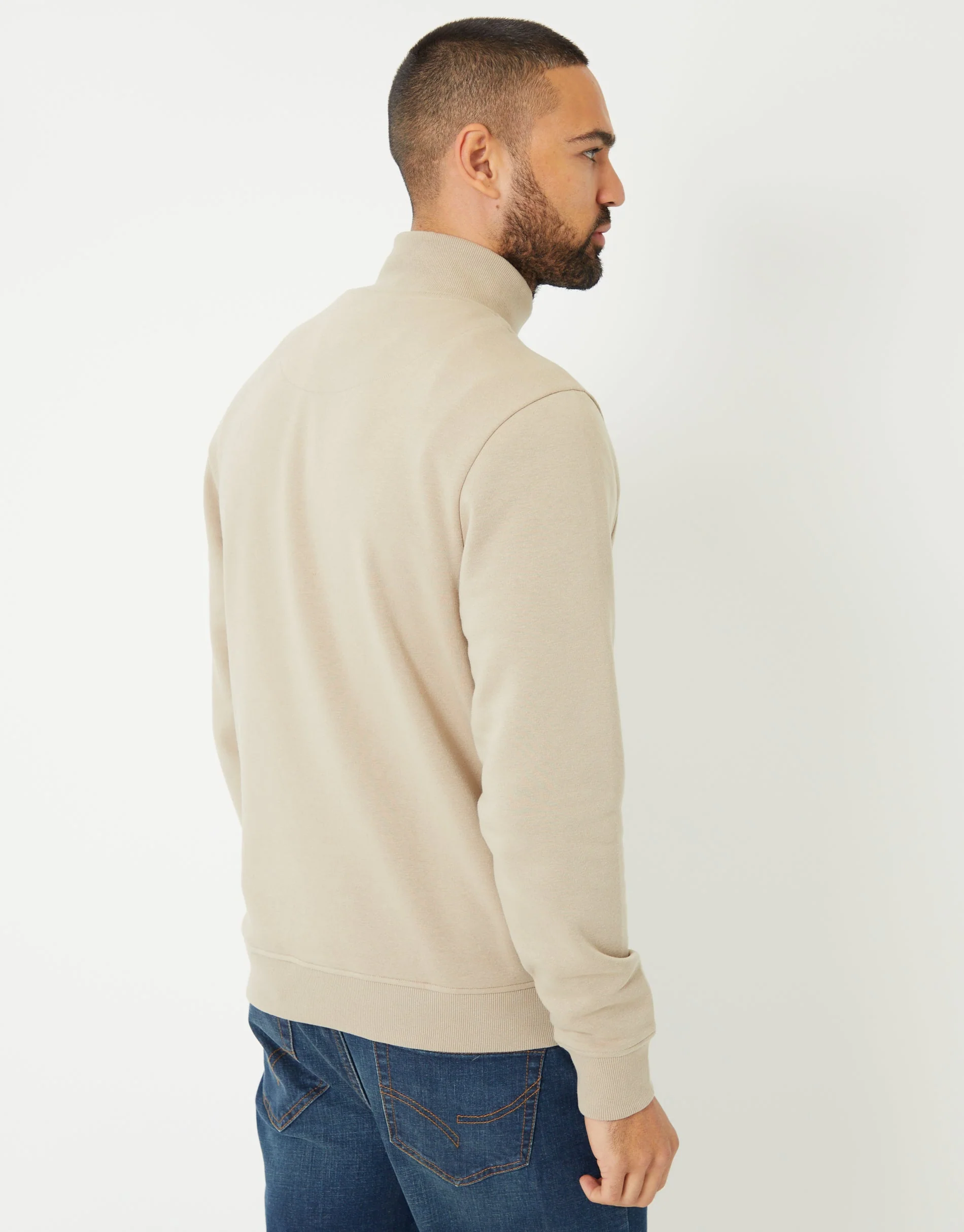 Mock T-Shirt Quarter Zip Sweatshirt in Stone - Image 2