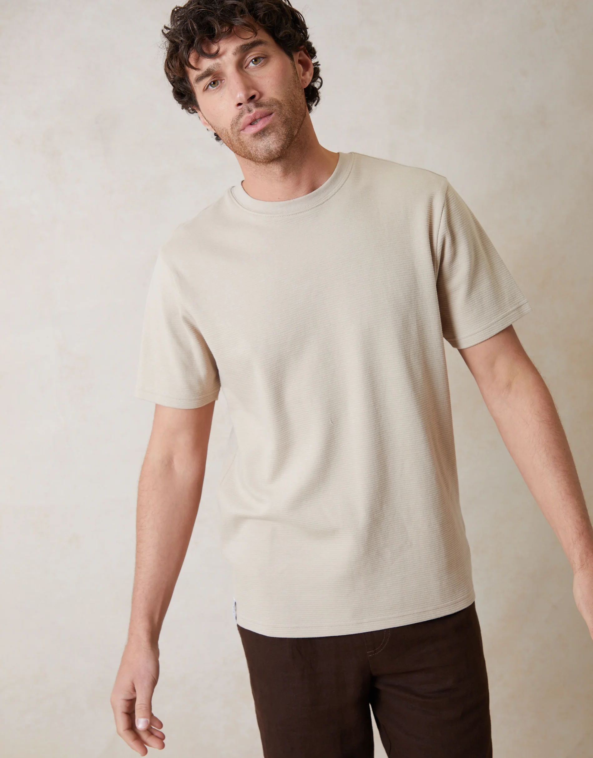 Ottoman Textured T-Shirt in Stone - Image 2