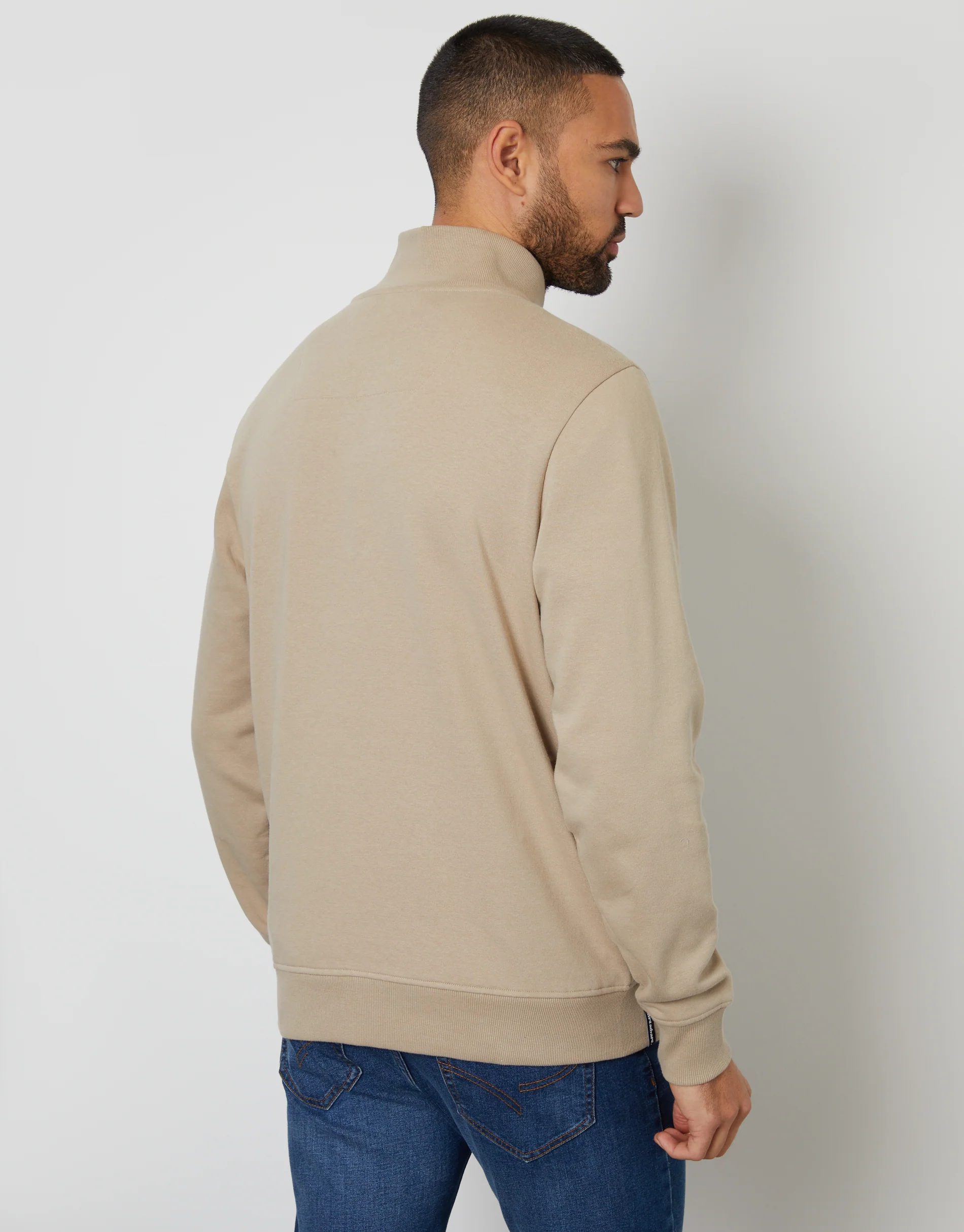 Quarter Zip Sweatshirt in Stone - Image 2