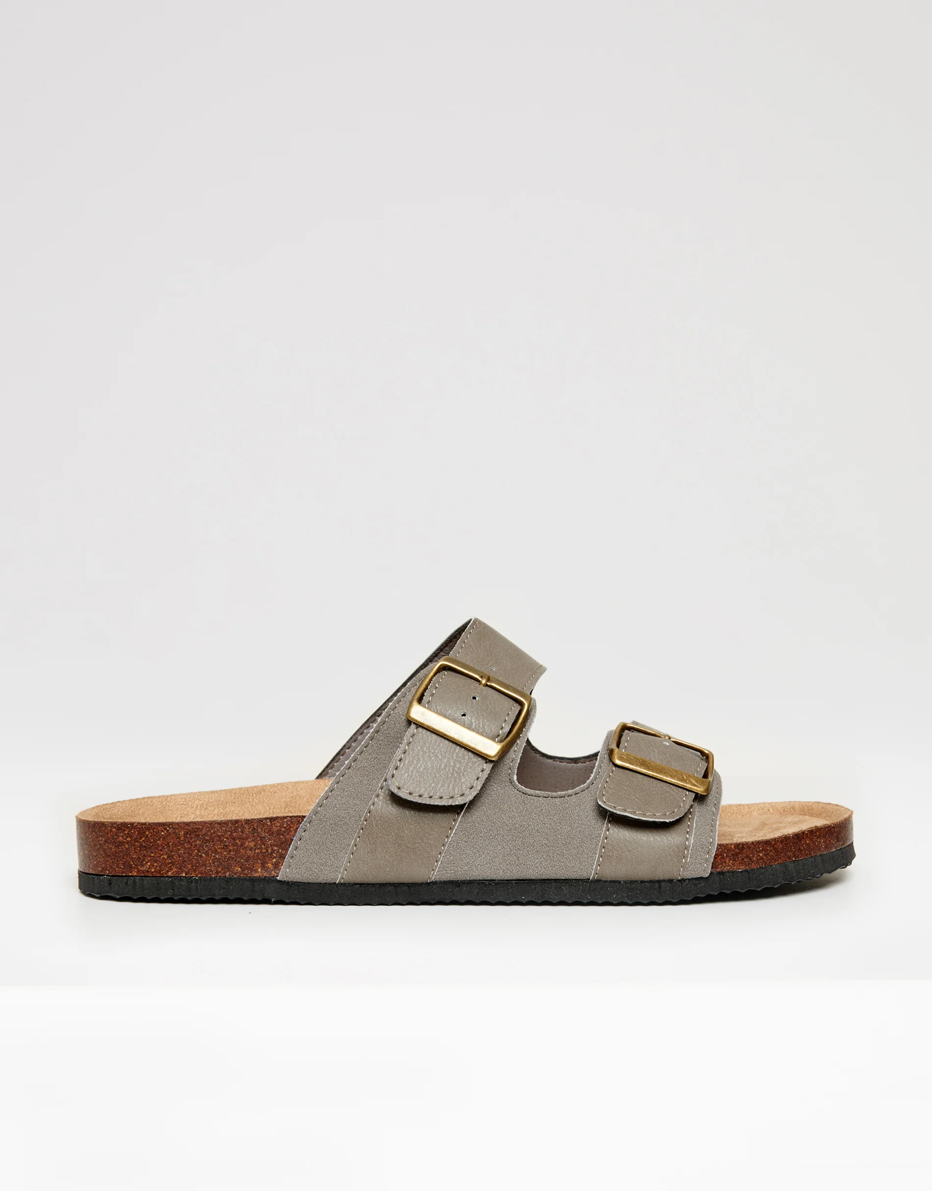 Slip On Two Buckle Strap Sandals in Stone - Image 2