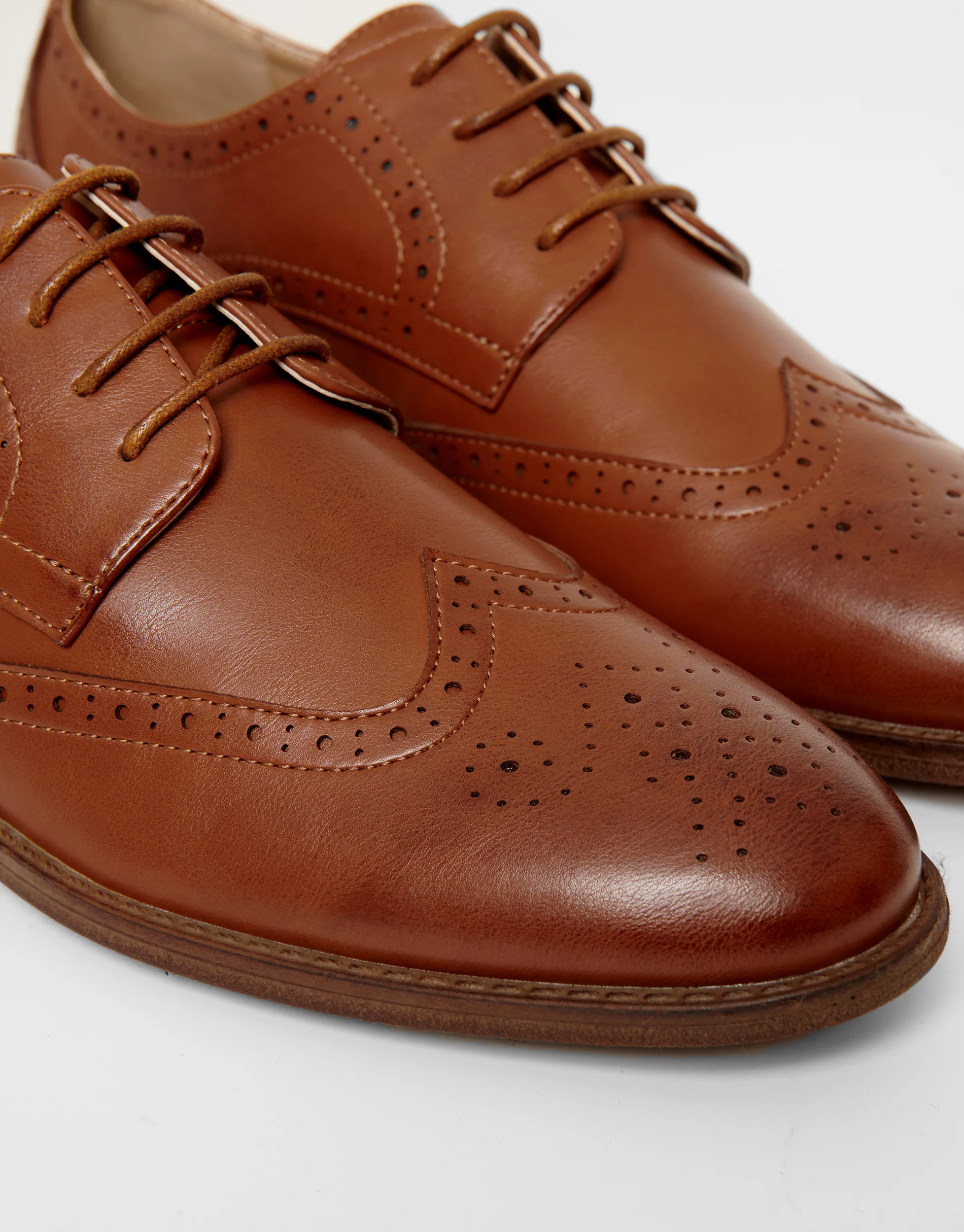 Faux Leather Brogues in Tan Brown - Image 3