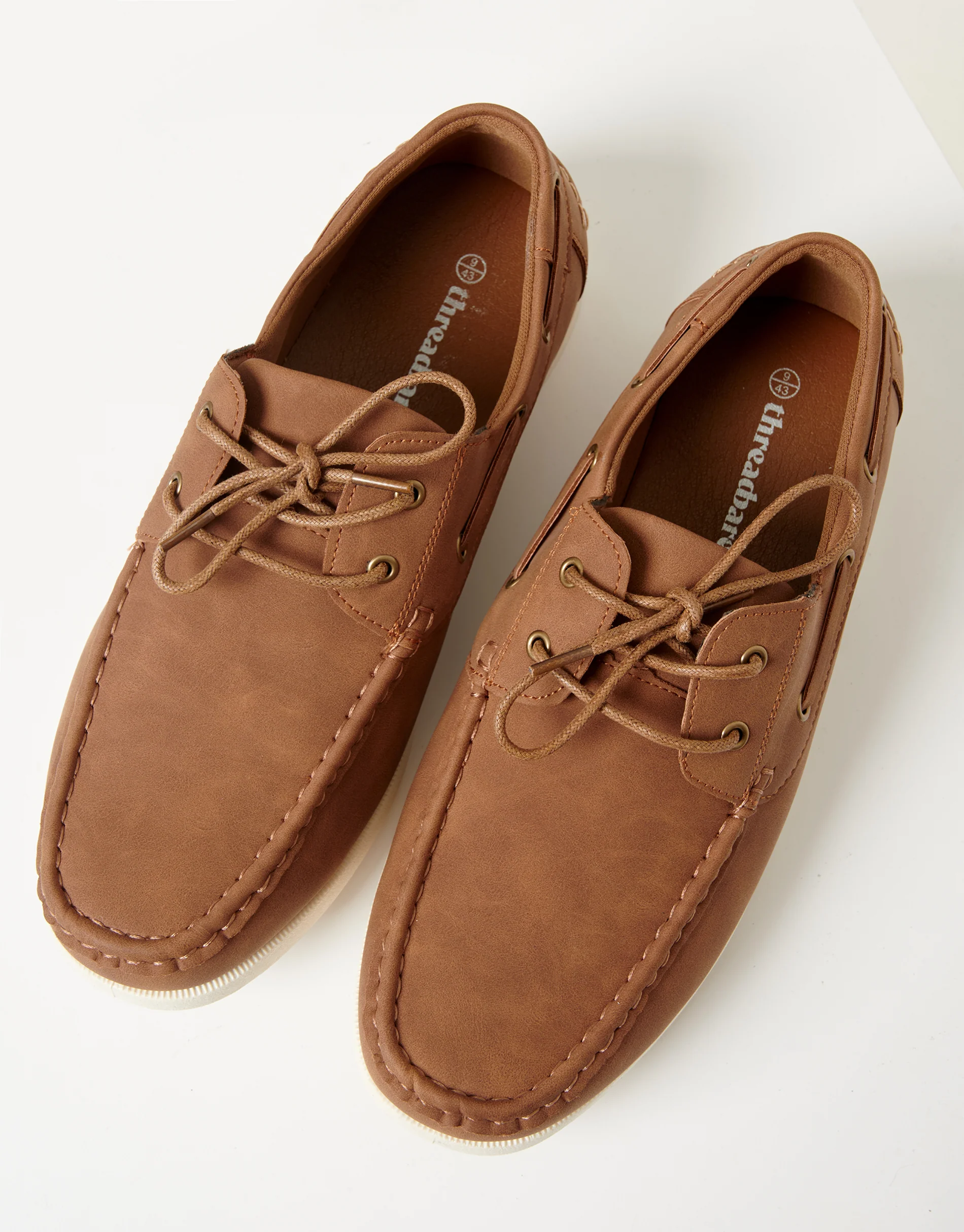 Faux Suede Boat Shoes in Tan Brown - Image 2