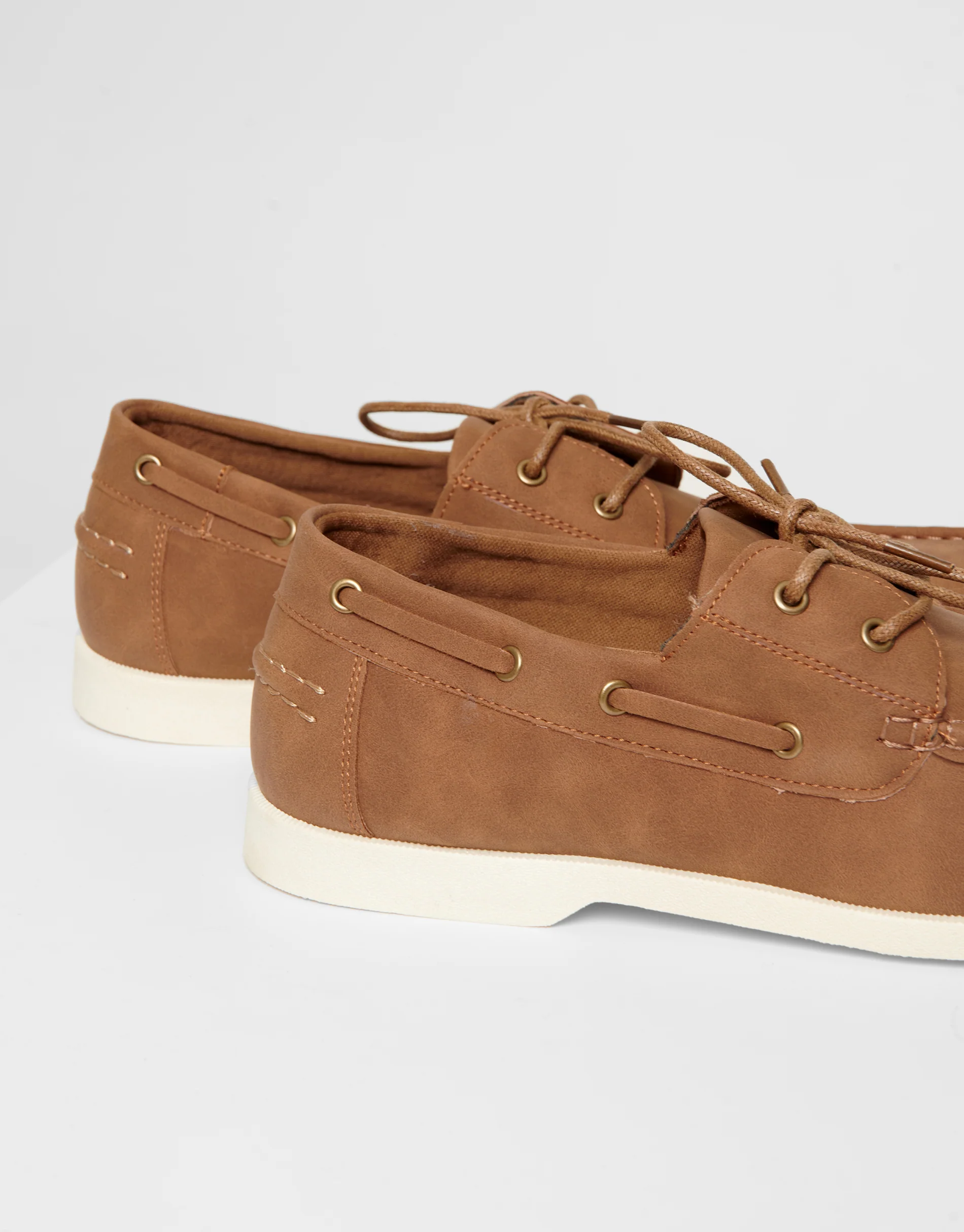 Faux Suede Boat Shoes in Tan Brown - Image 4