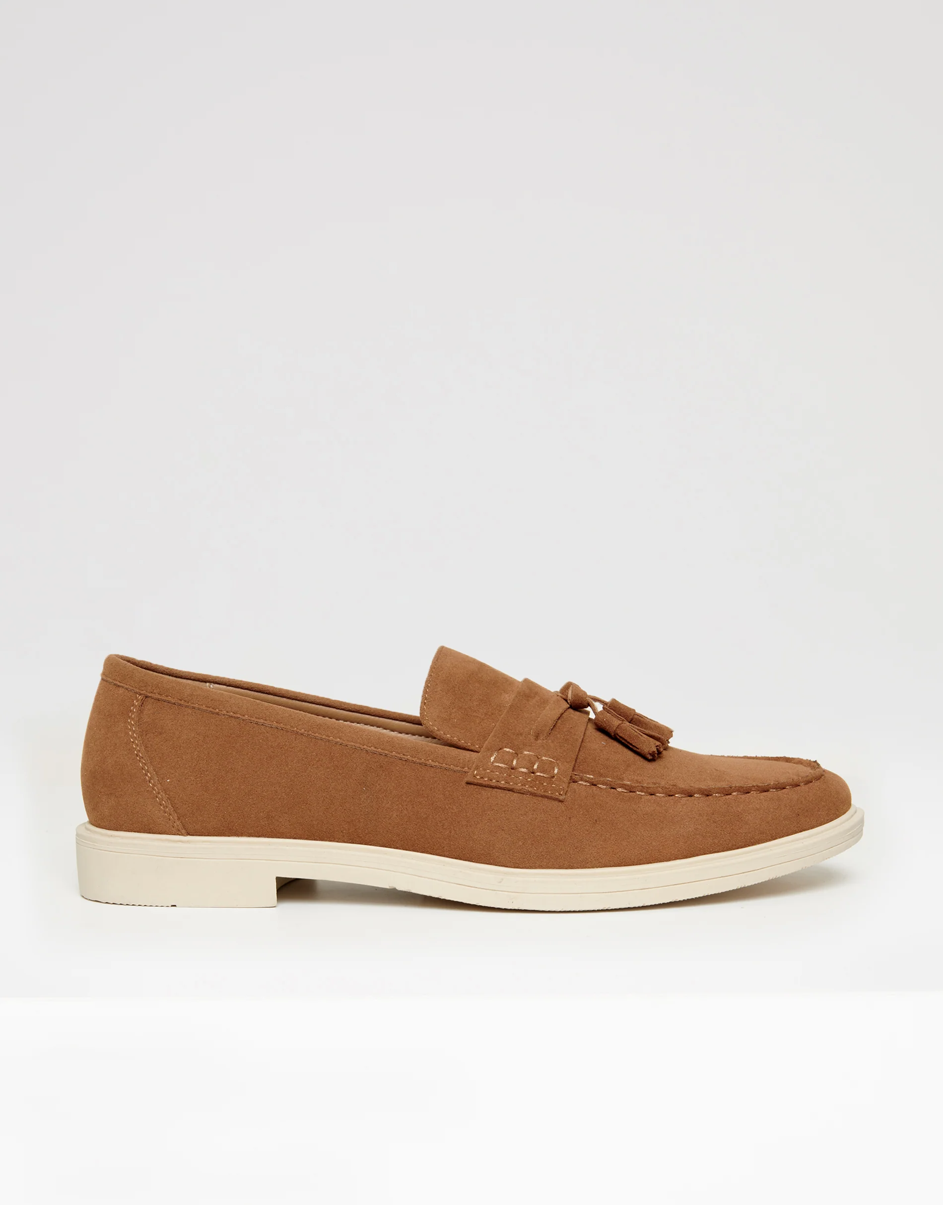 Faux Suede Tassel Loafers in Tan Brown