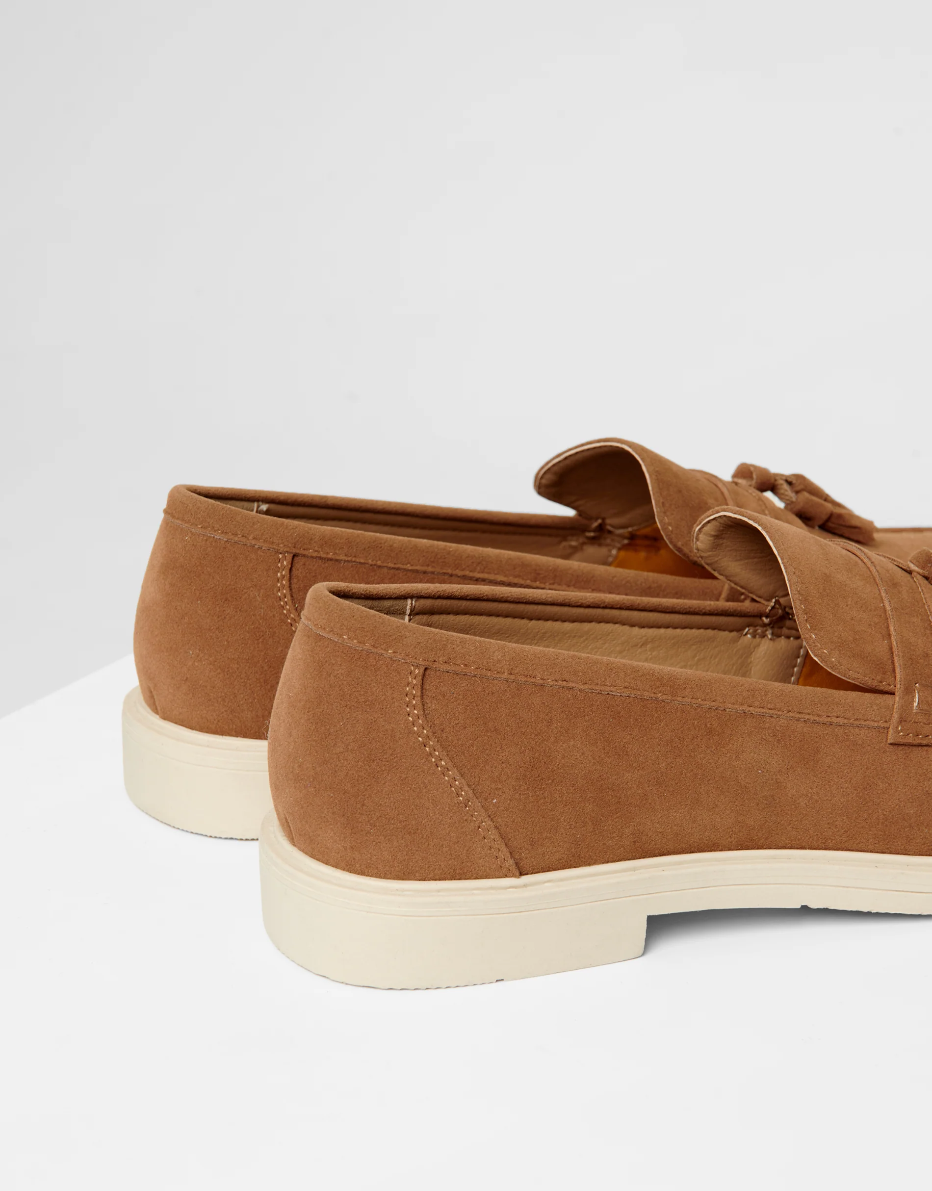Faux Suede Tassel Loafers in Tan Brown - Image 4