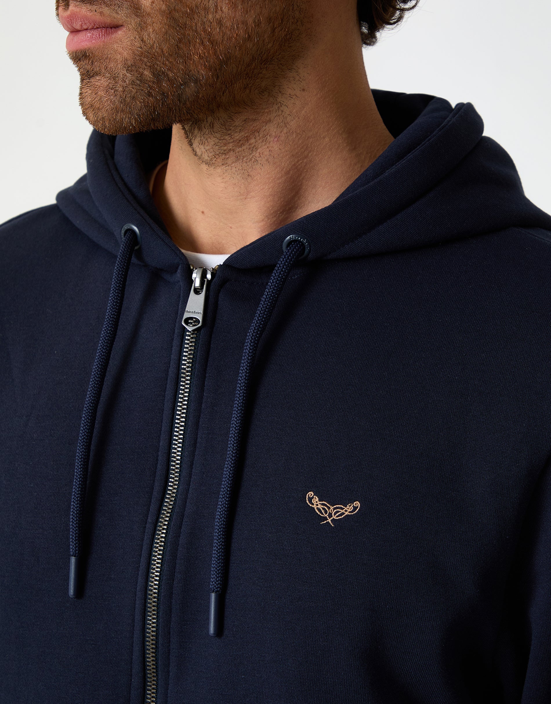 Zip-Through Hoodie in Navy - Image 4