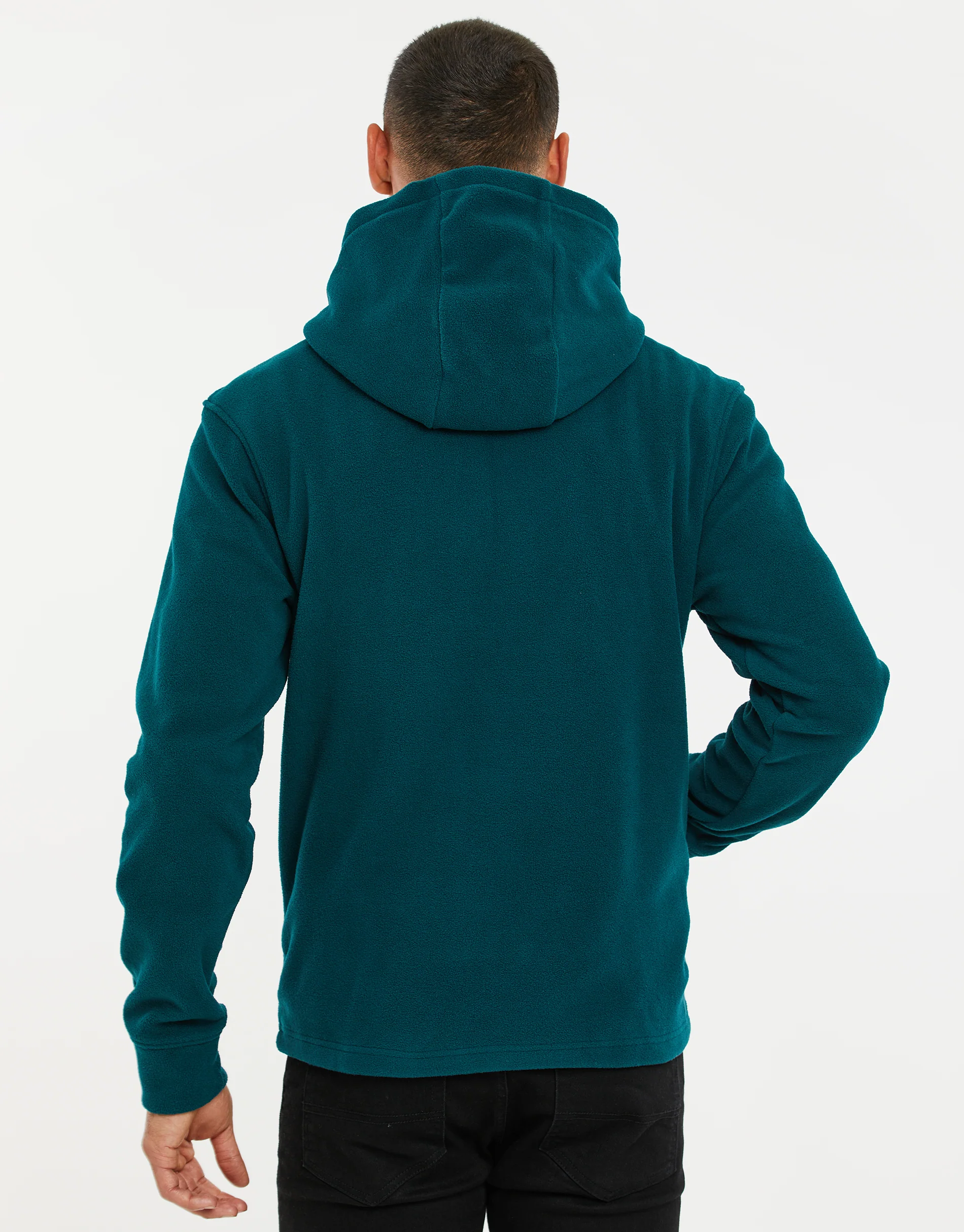 Microfleece Overhead Hoodie in Teal Green - Image 2