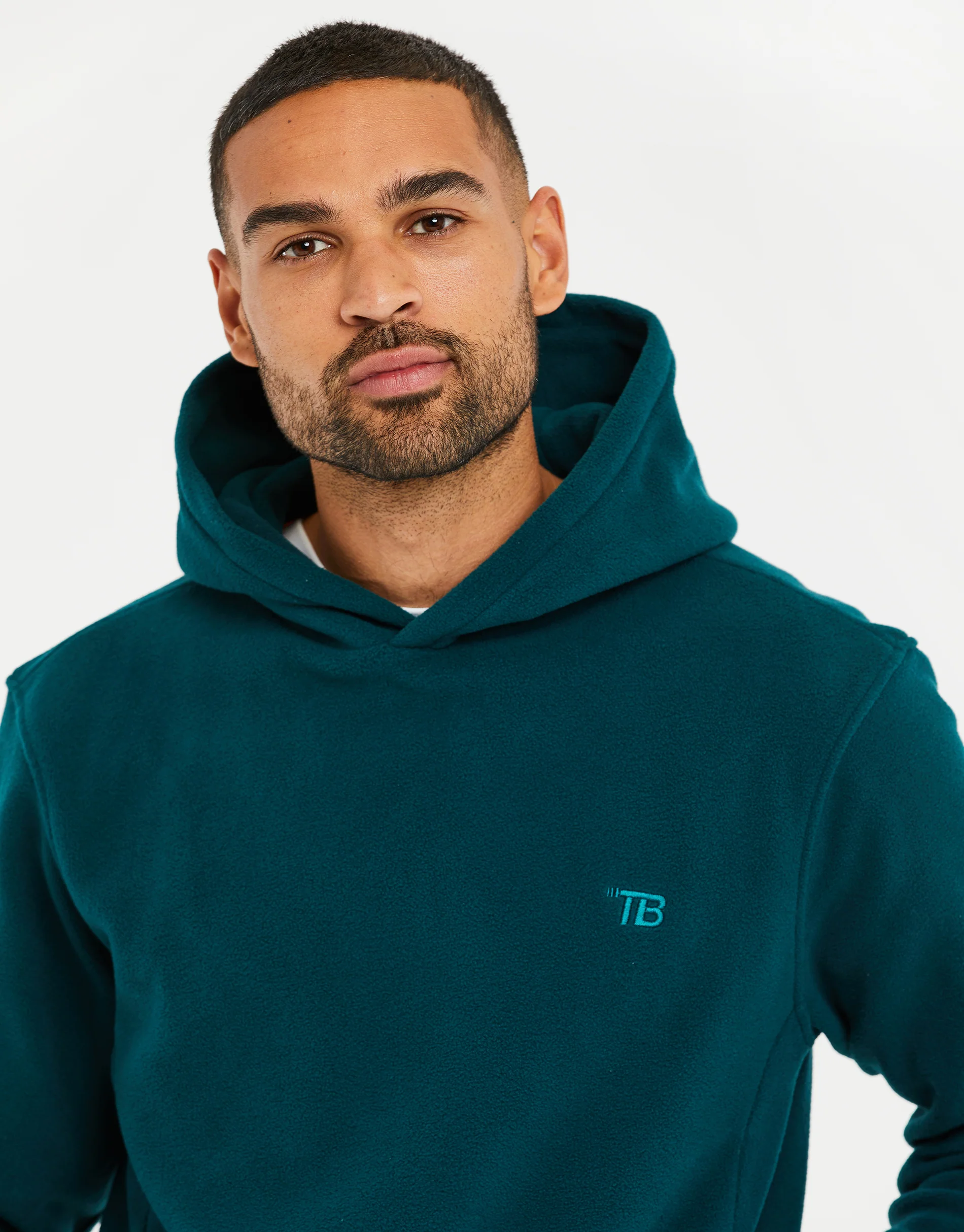 Microfleece Overhead Hoodie in Teal Green - Image 4