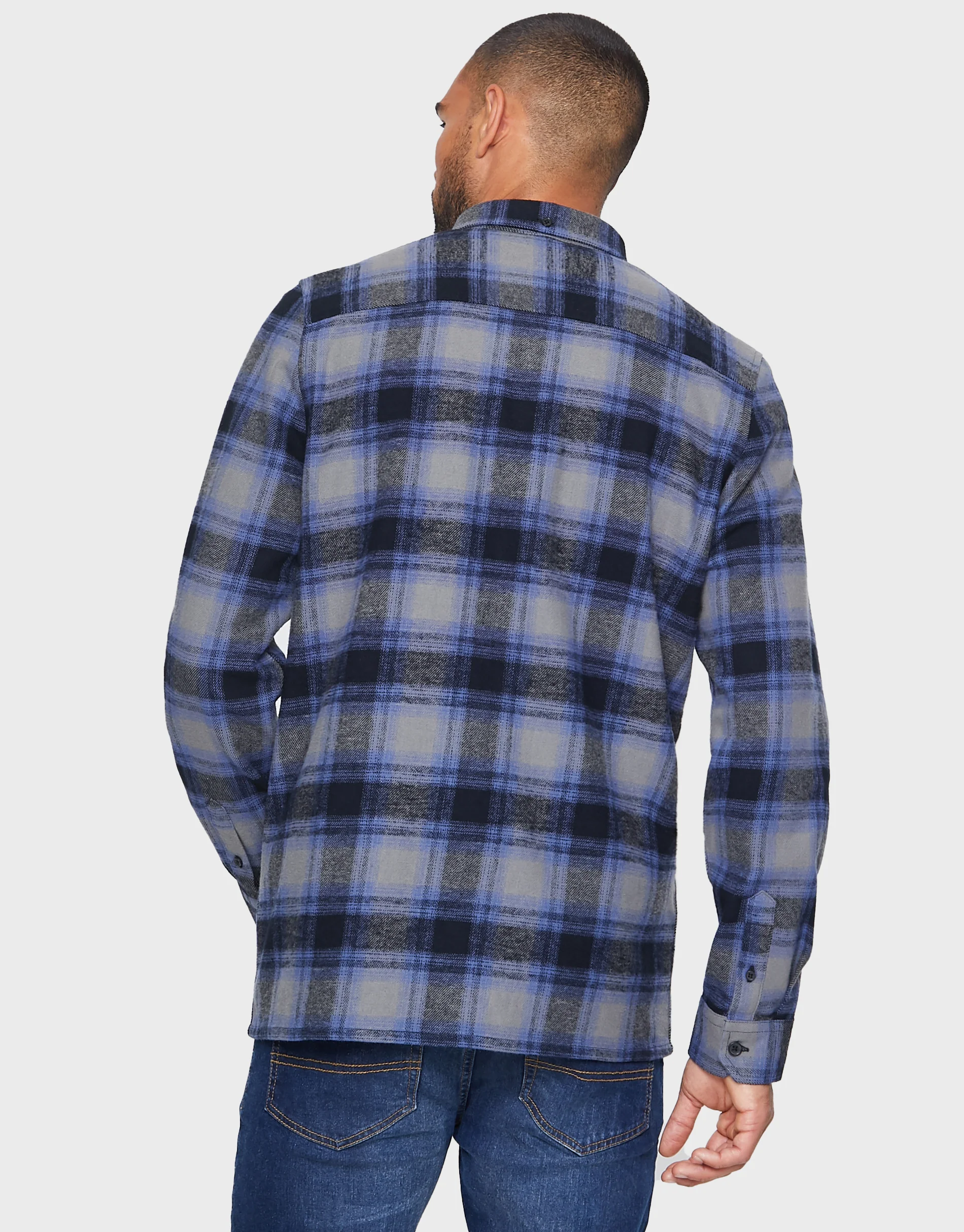 Long Sleeve Shirt in Blue Check - Image 2