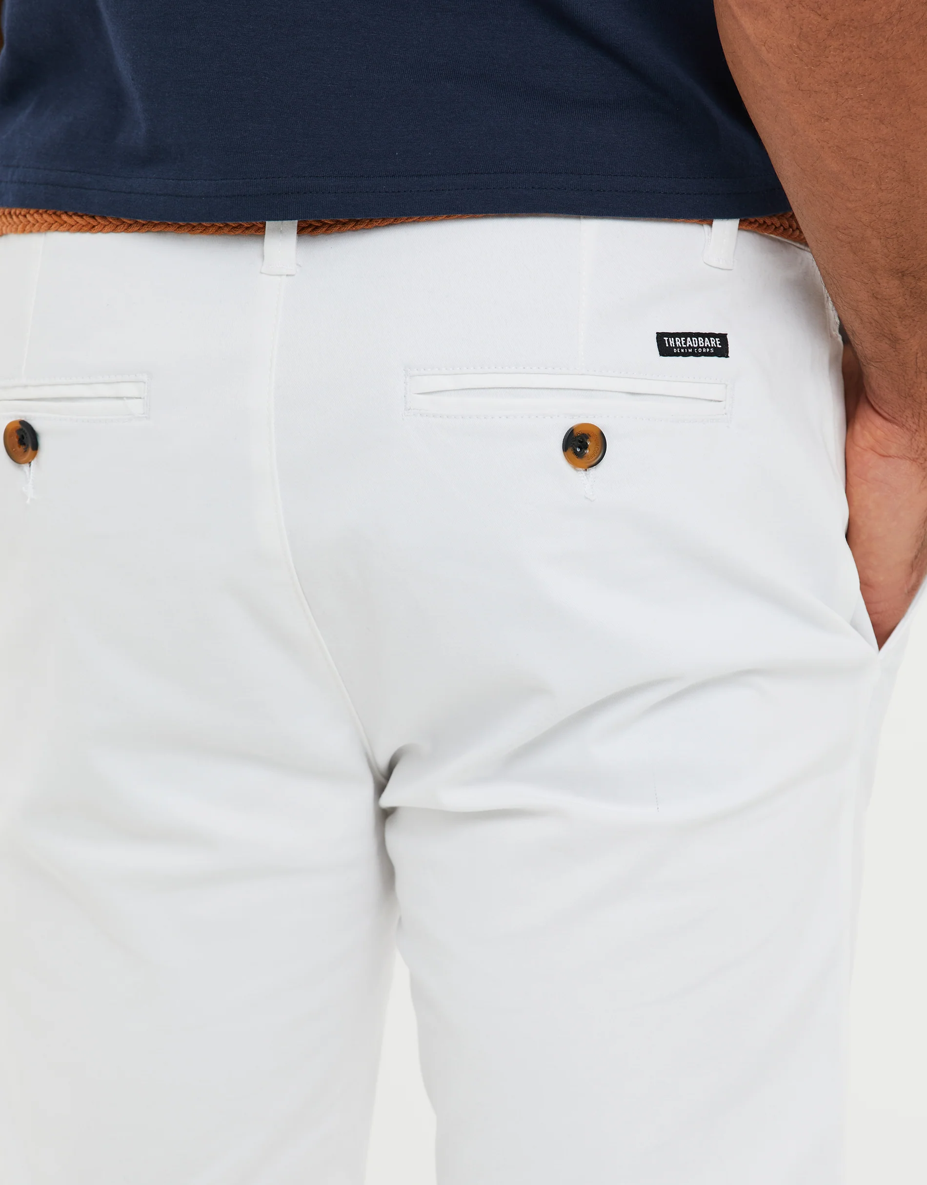 Belted Chino Shorts in White - Image 4