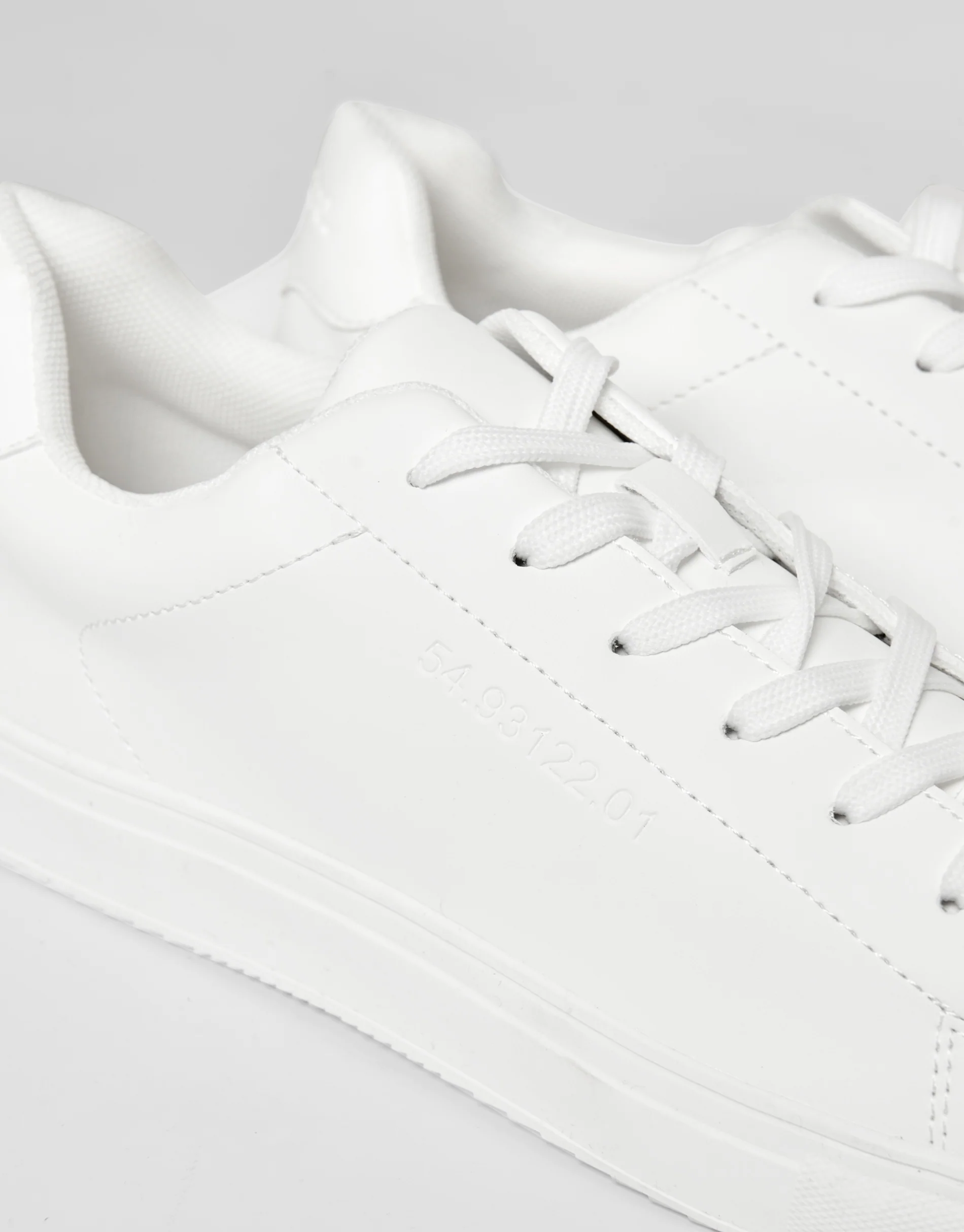 PU Court Trainers in White - Image 3