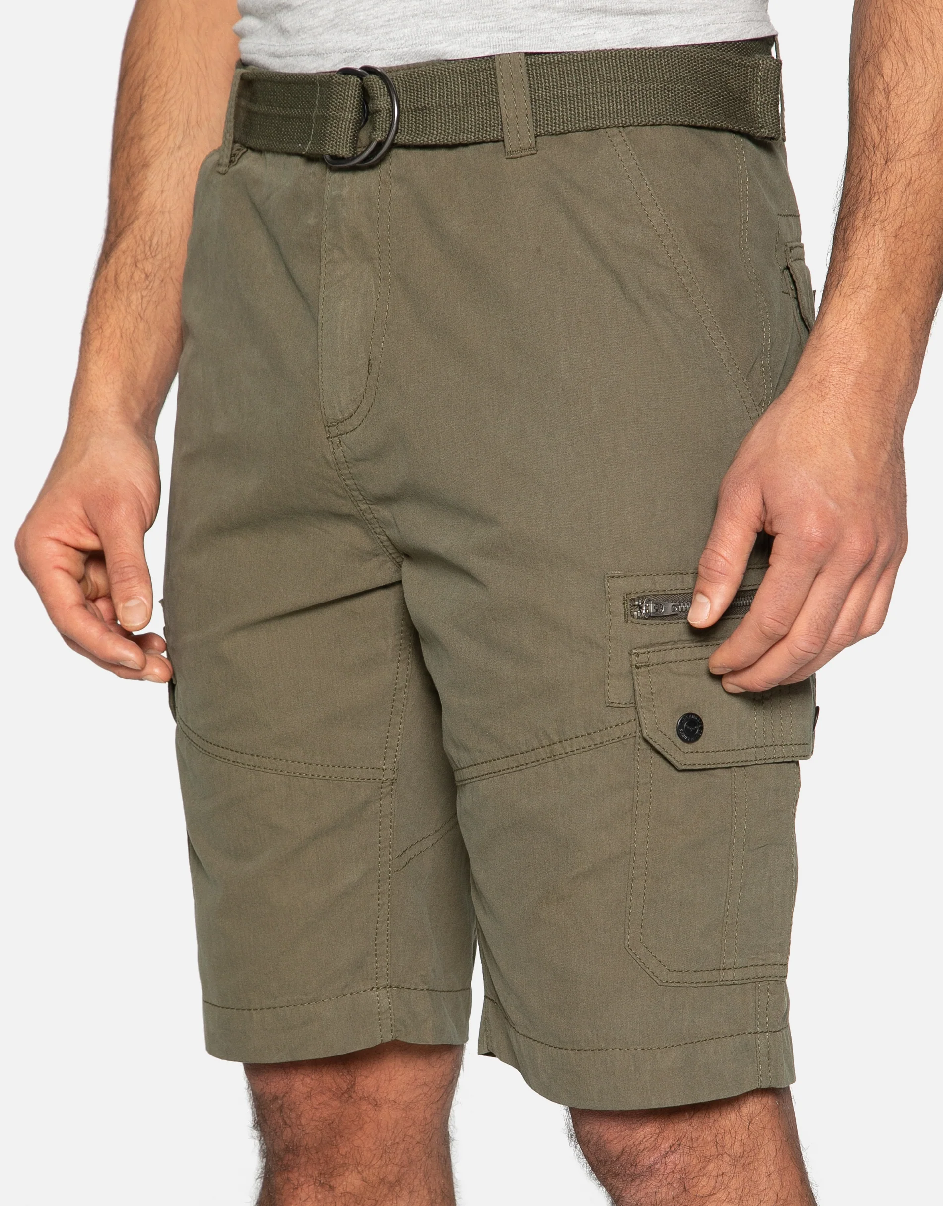 Belted Cargo Shorts in Khaki Green - Image 5