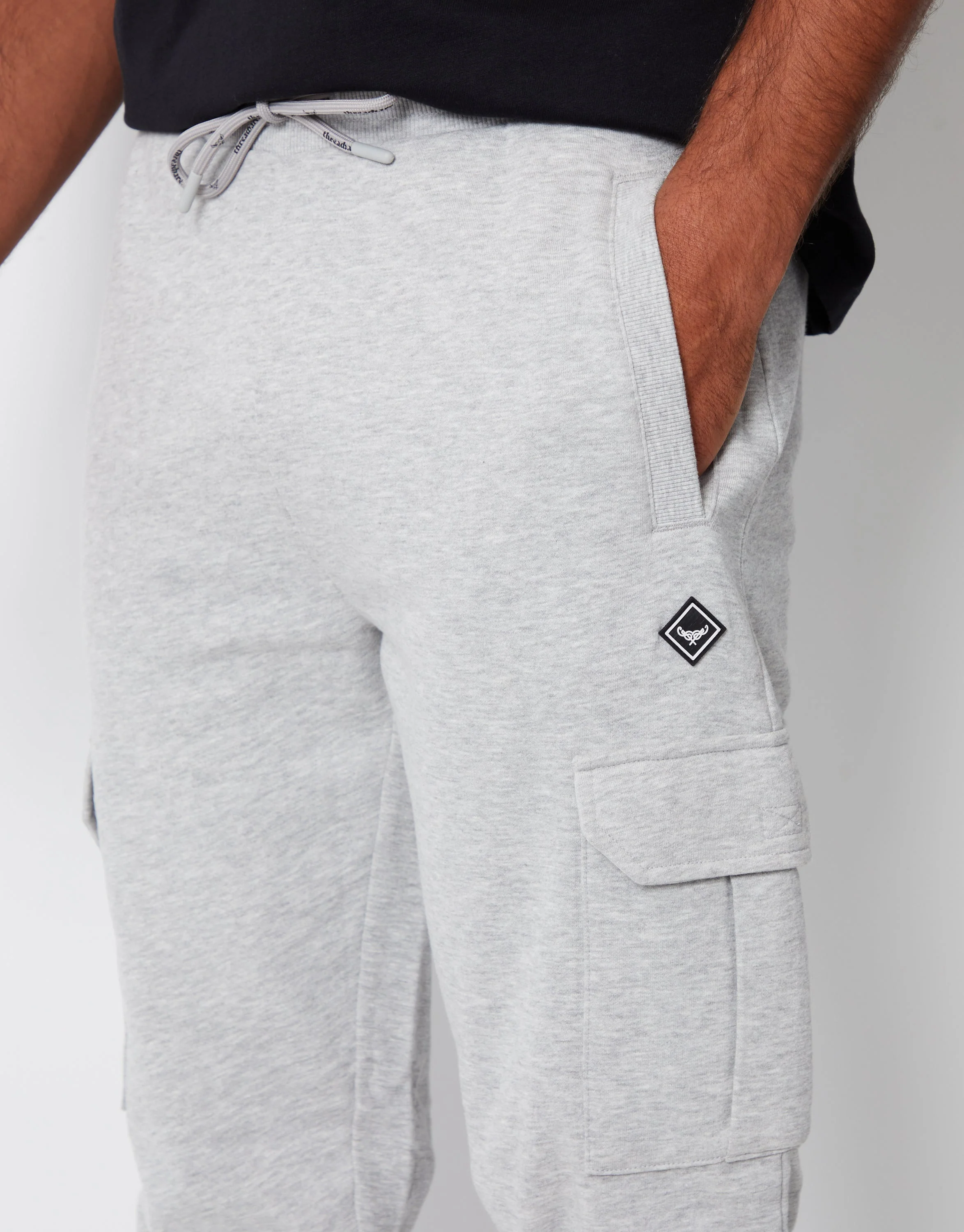 Cargo Style Joggers in Grey Marl - Image 4