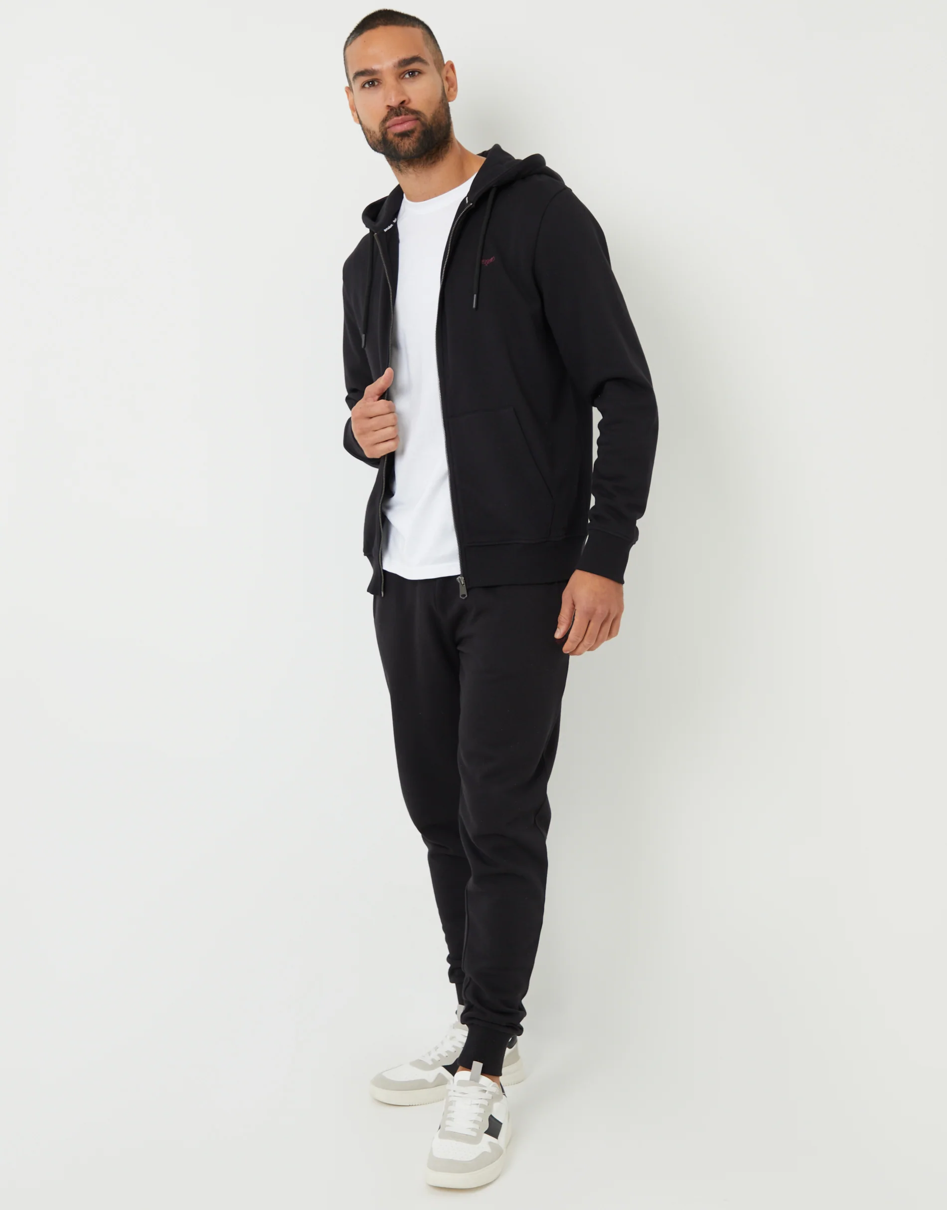 Zip-Through Hoodie in Black - Image 3