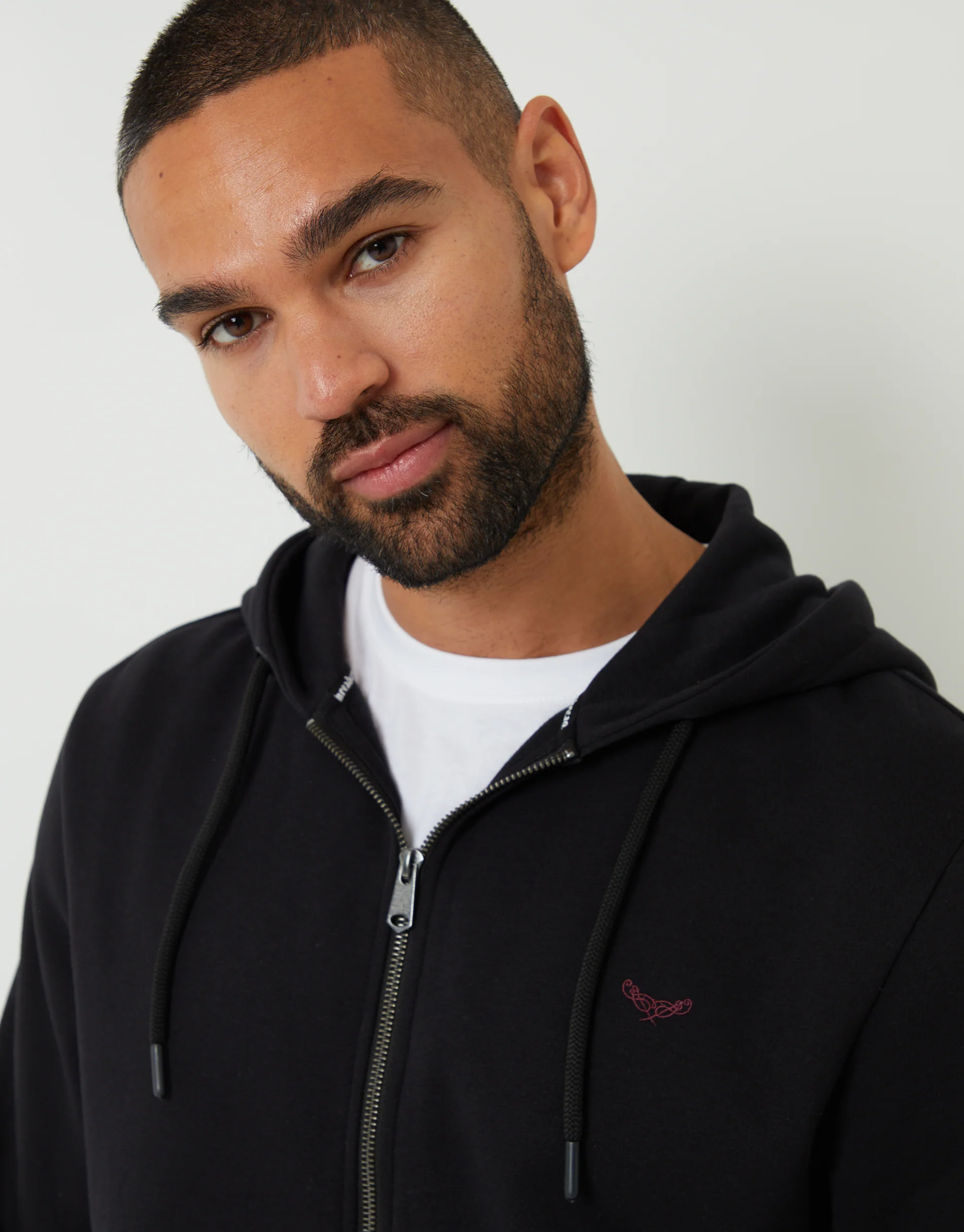 Zip-Through Hoodie in Black - Image 4