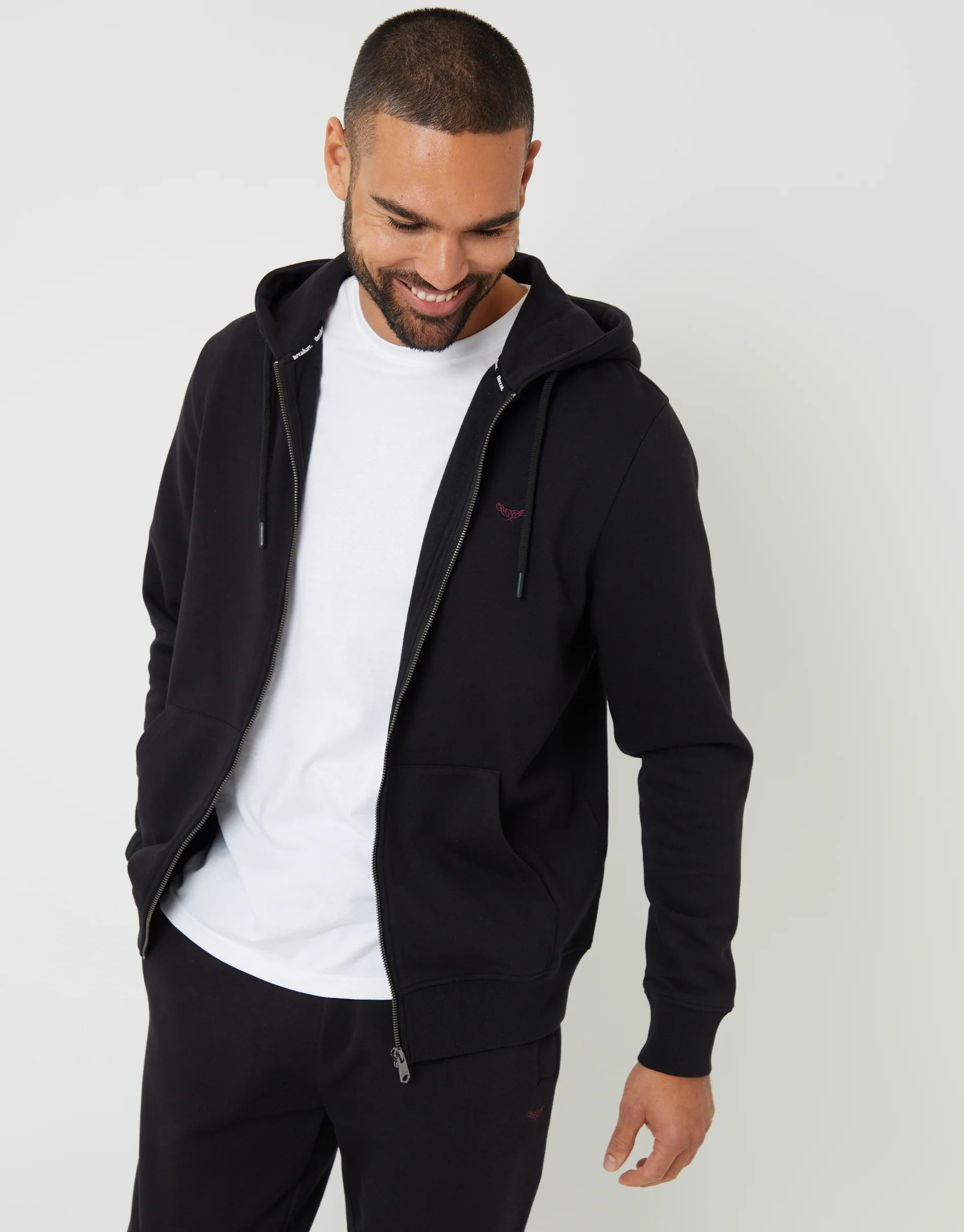Zip-Through Hoodie in Black - Image 5