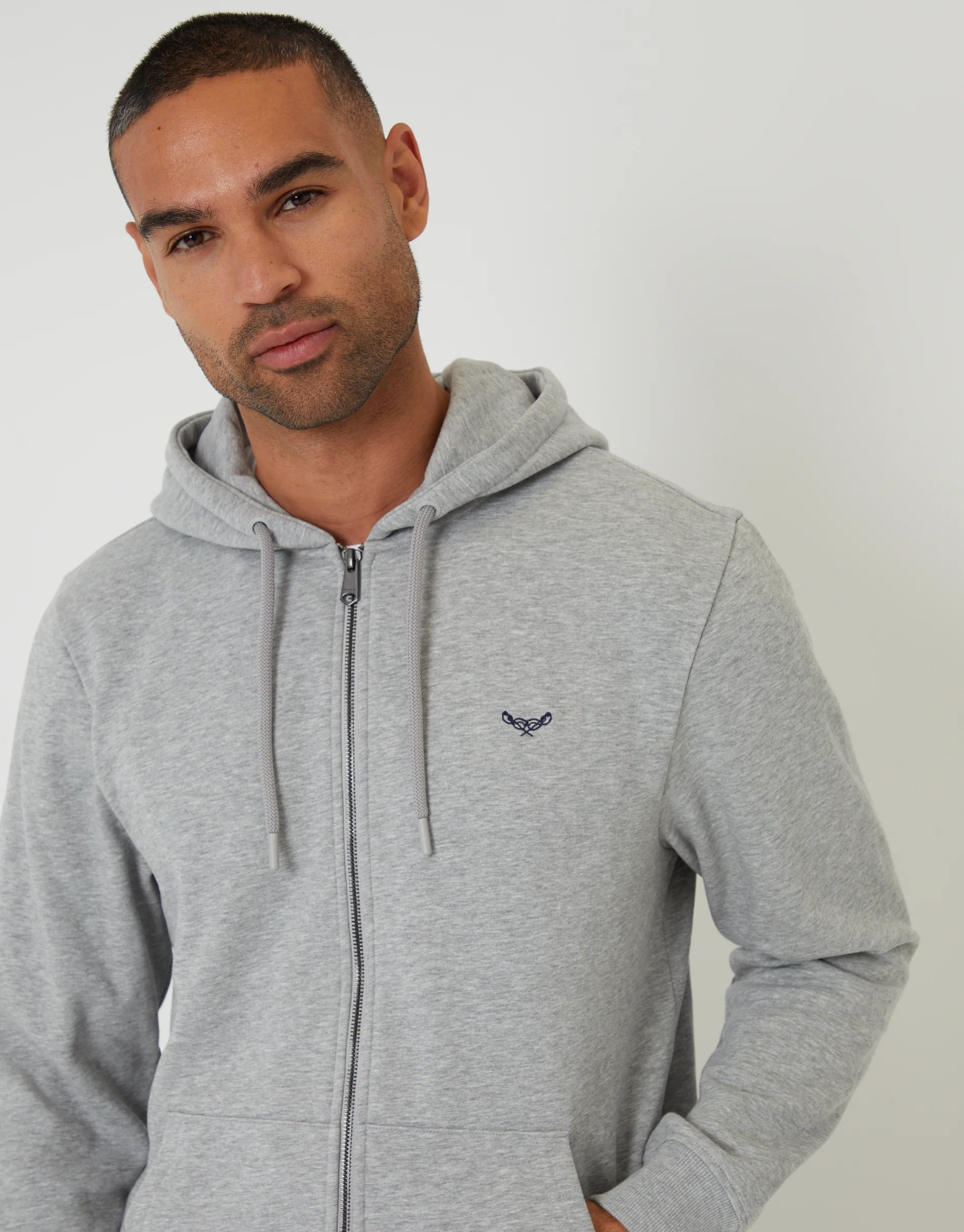 Zip-Through Hoodie in Grey Marl - Image 4