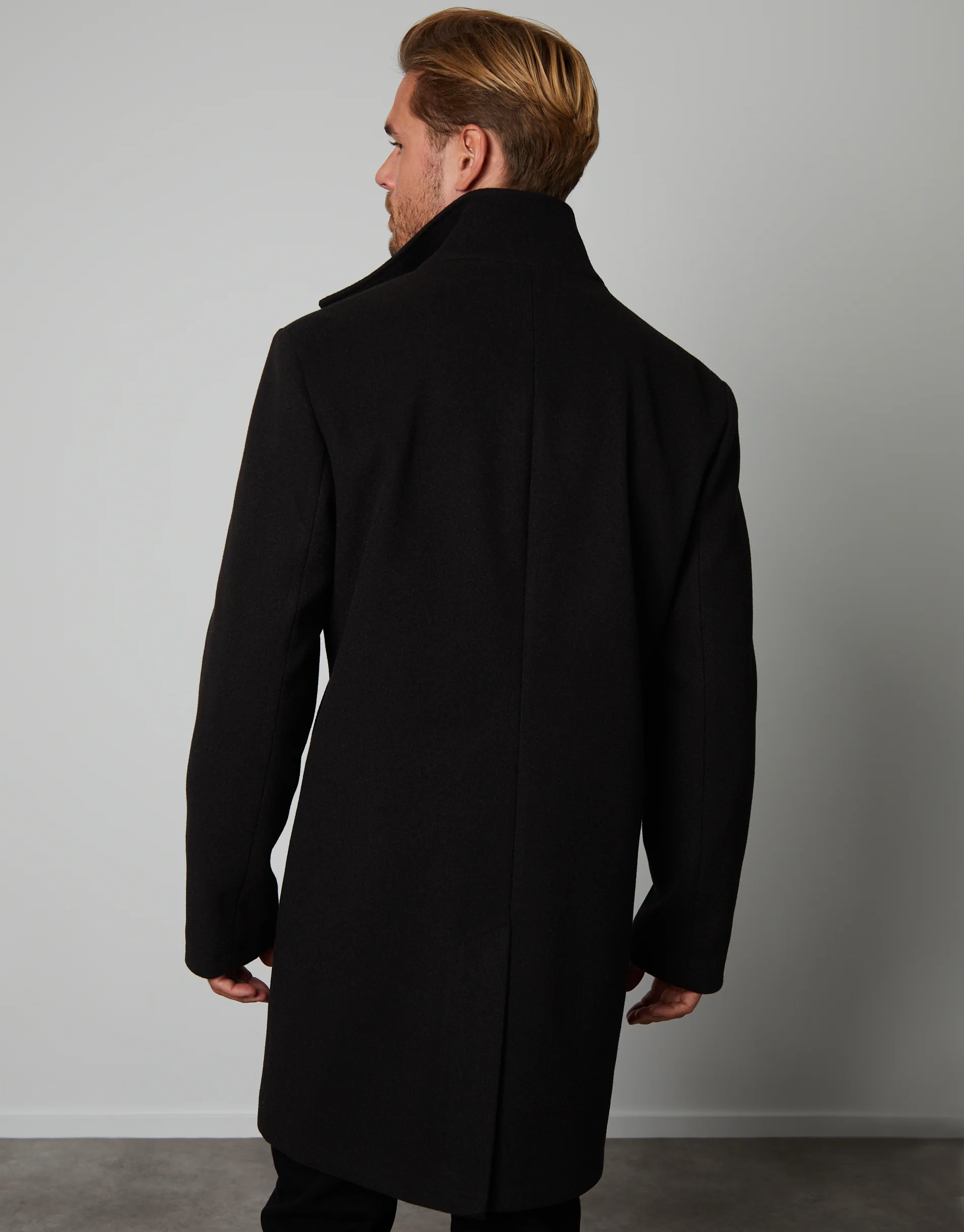 Threadbare Luxe Men's Black Funnel Neck Mock Layer Coat - Image 3