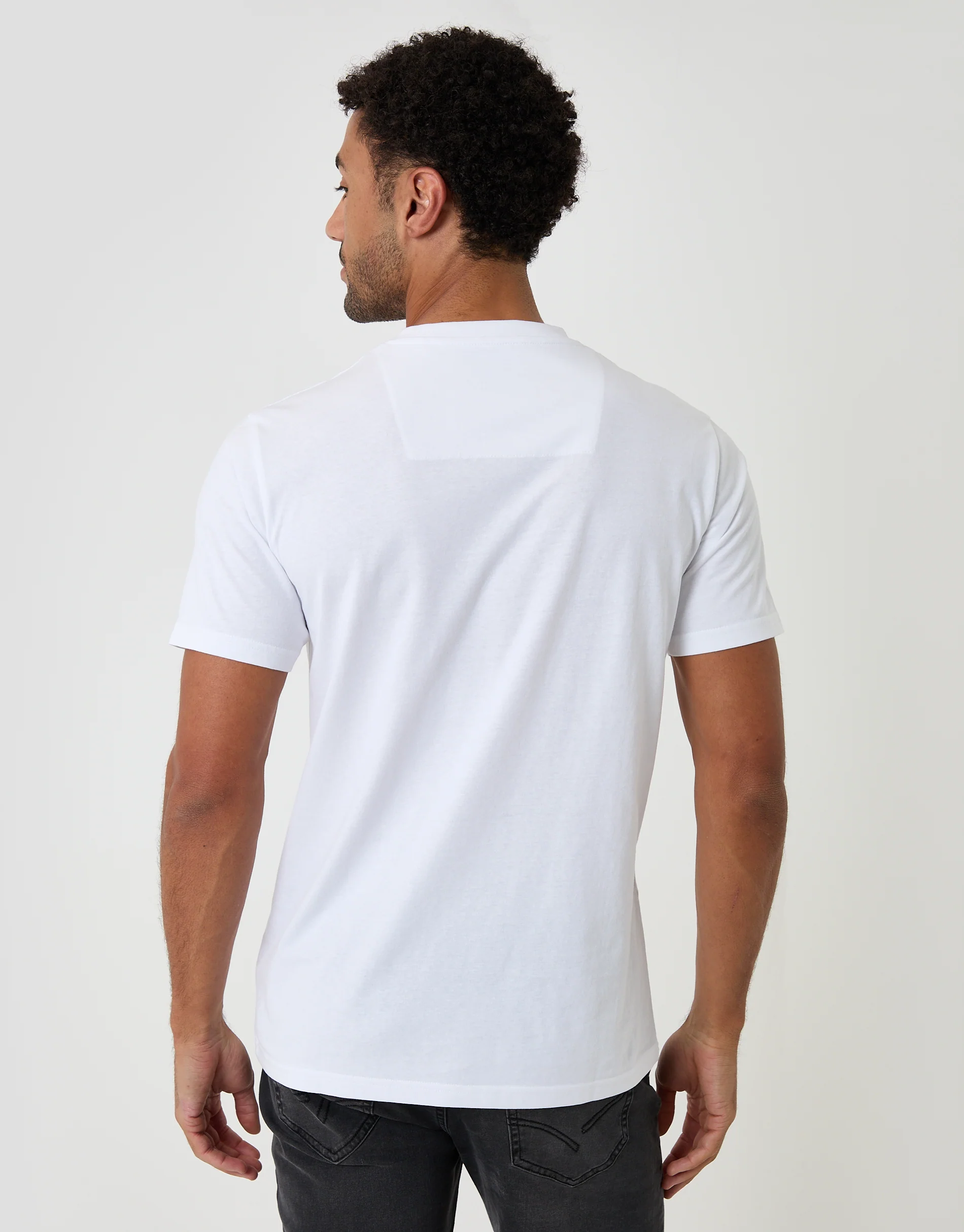 2 Pack Cotton Grandad Collar T-Shirts in Black & White - Image 3