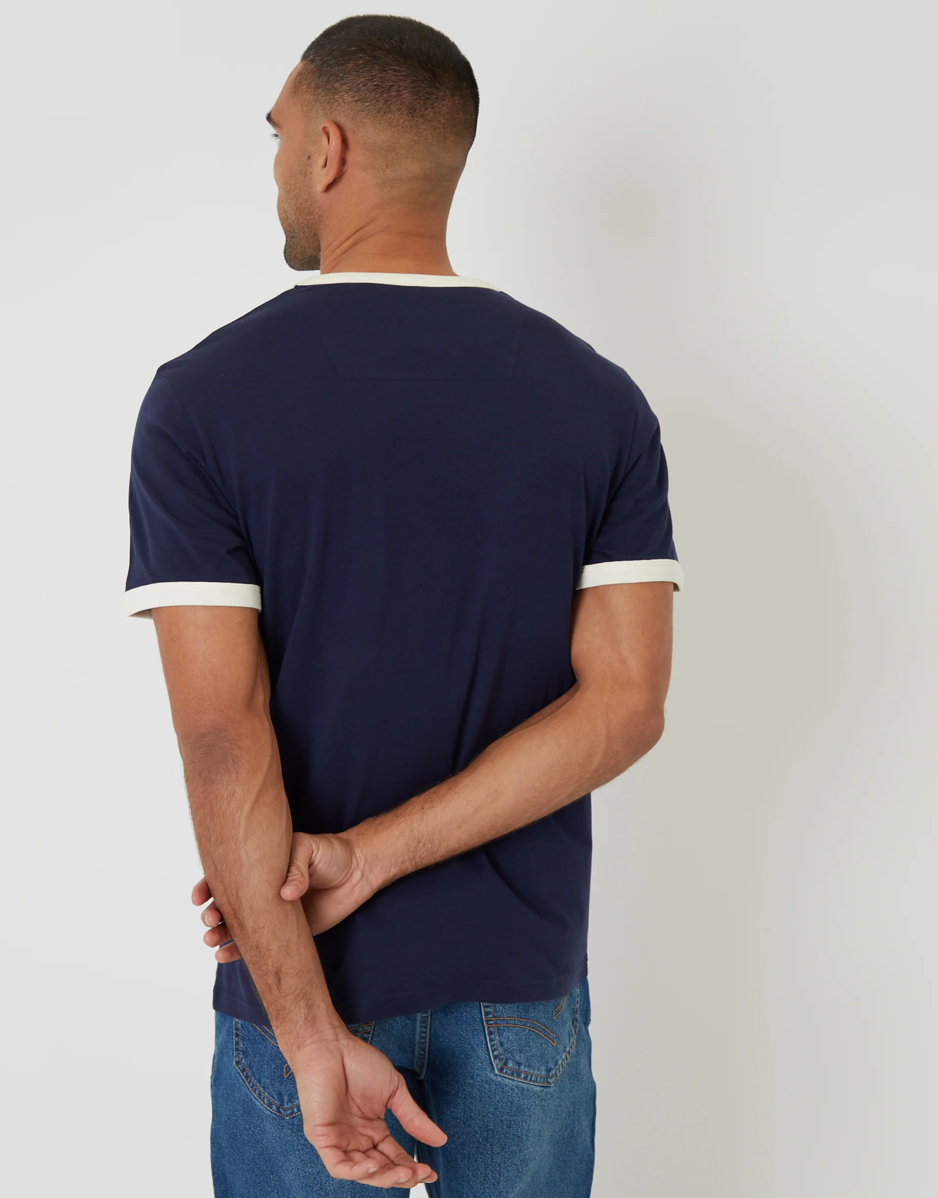 2 Pack Cotton Ringer T-Shirts in Navy Stripe - Image 3