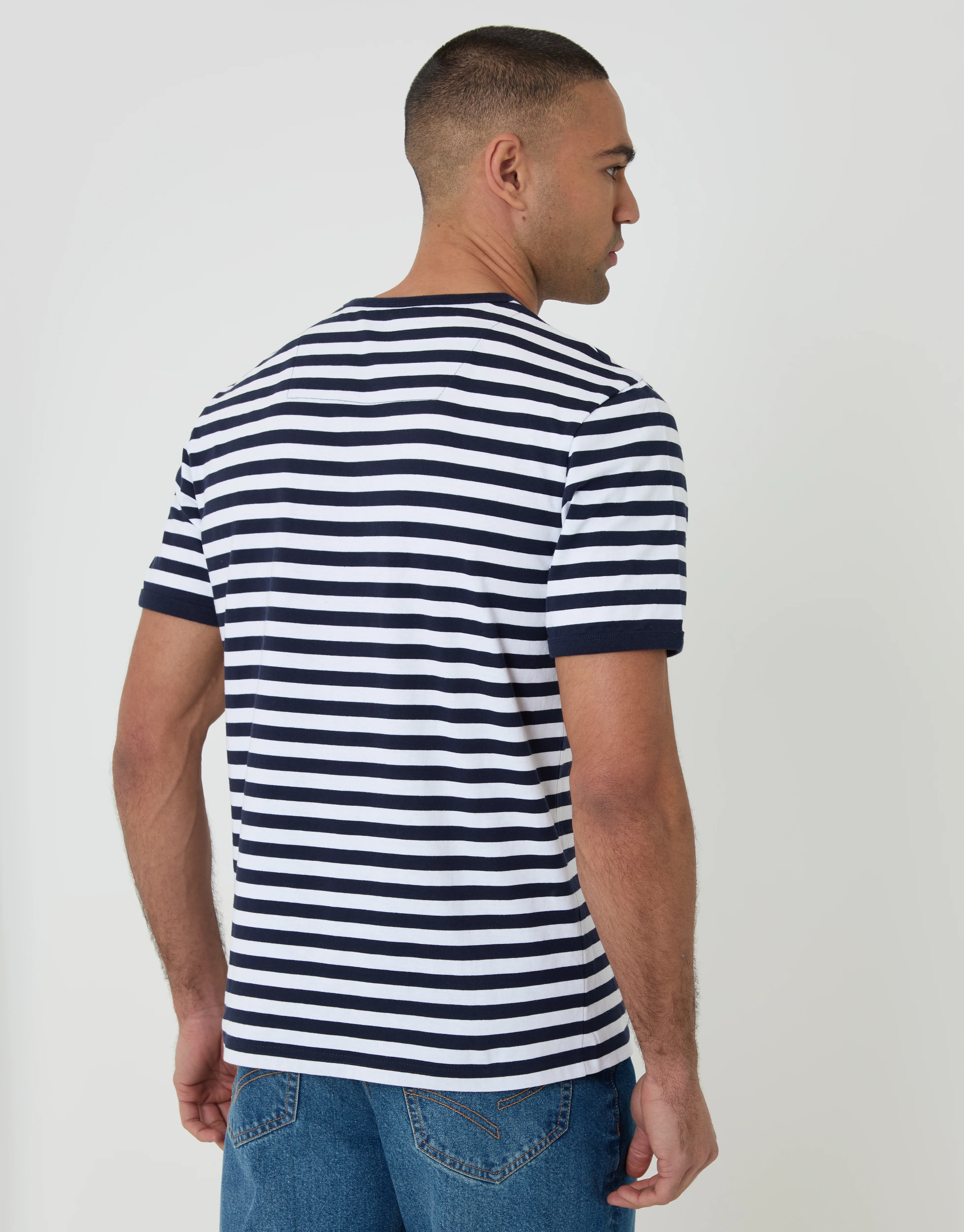 2 Pack Cotton Ringer T-Shirts in Navy Stripe - Image 5