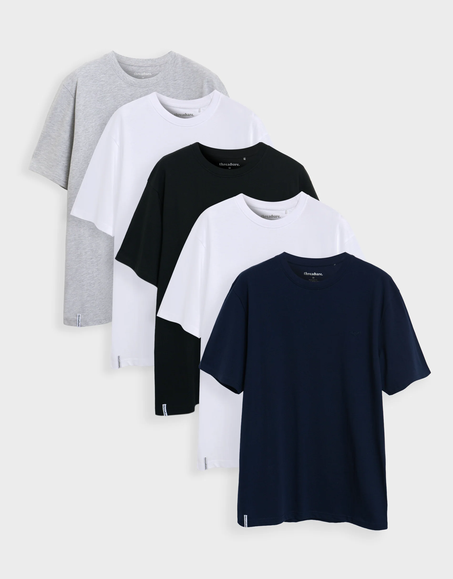 5 Pack Assorted Cotton Crew Neck T-Shirts