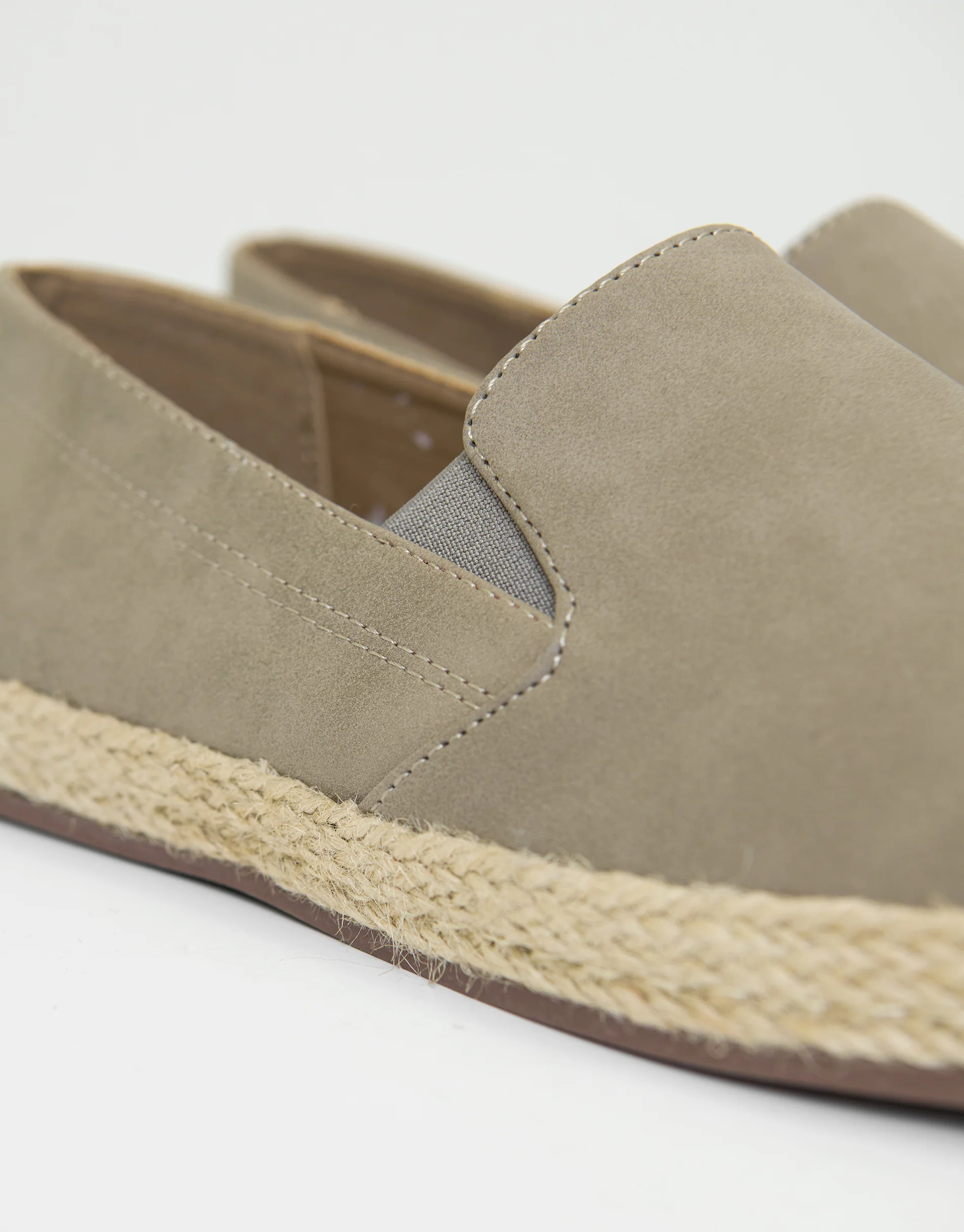 Faux Suede Slip On Espadrilles in Biscuit Brown - Image 4