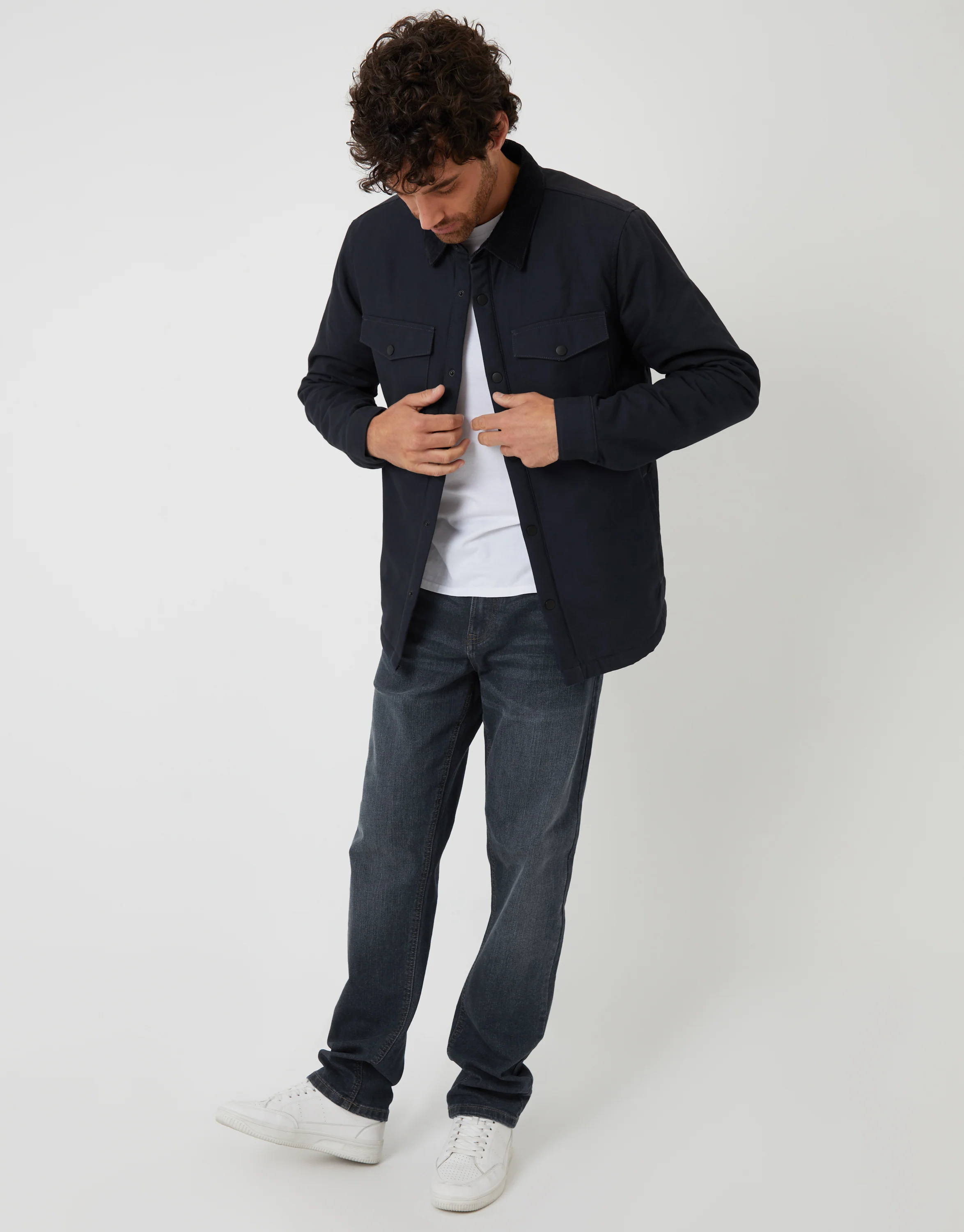 Borg Lined Shacket in Black - Image 3