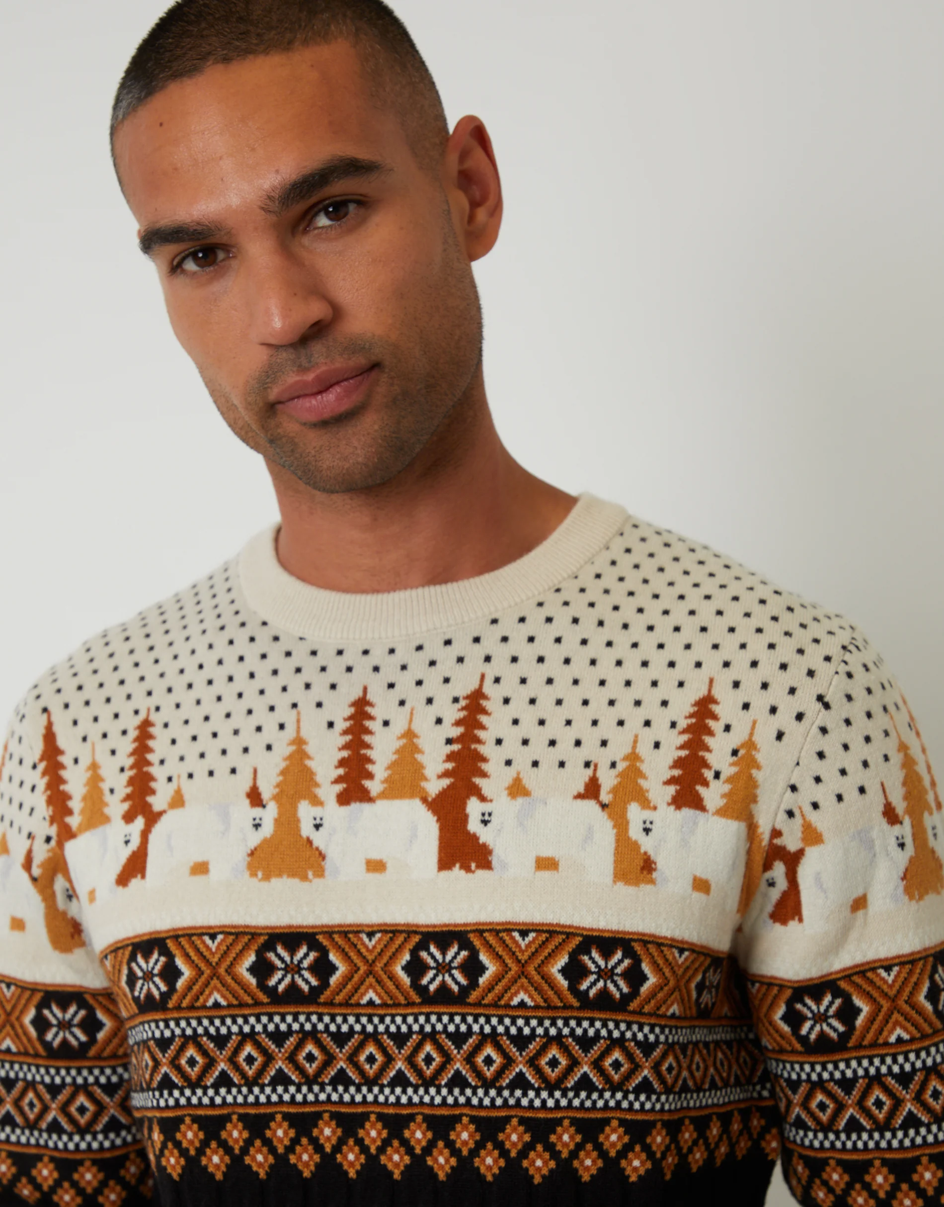 Cable Knit Fairisle Christmas Jumper in Black - Image 5