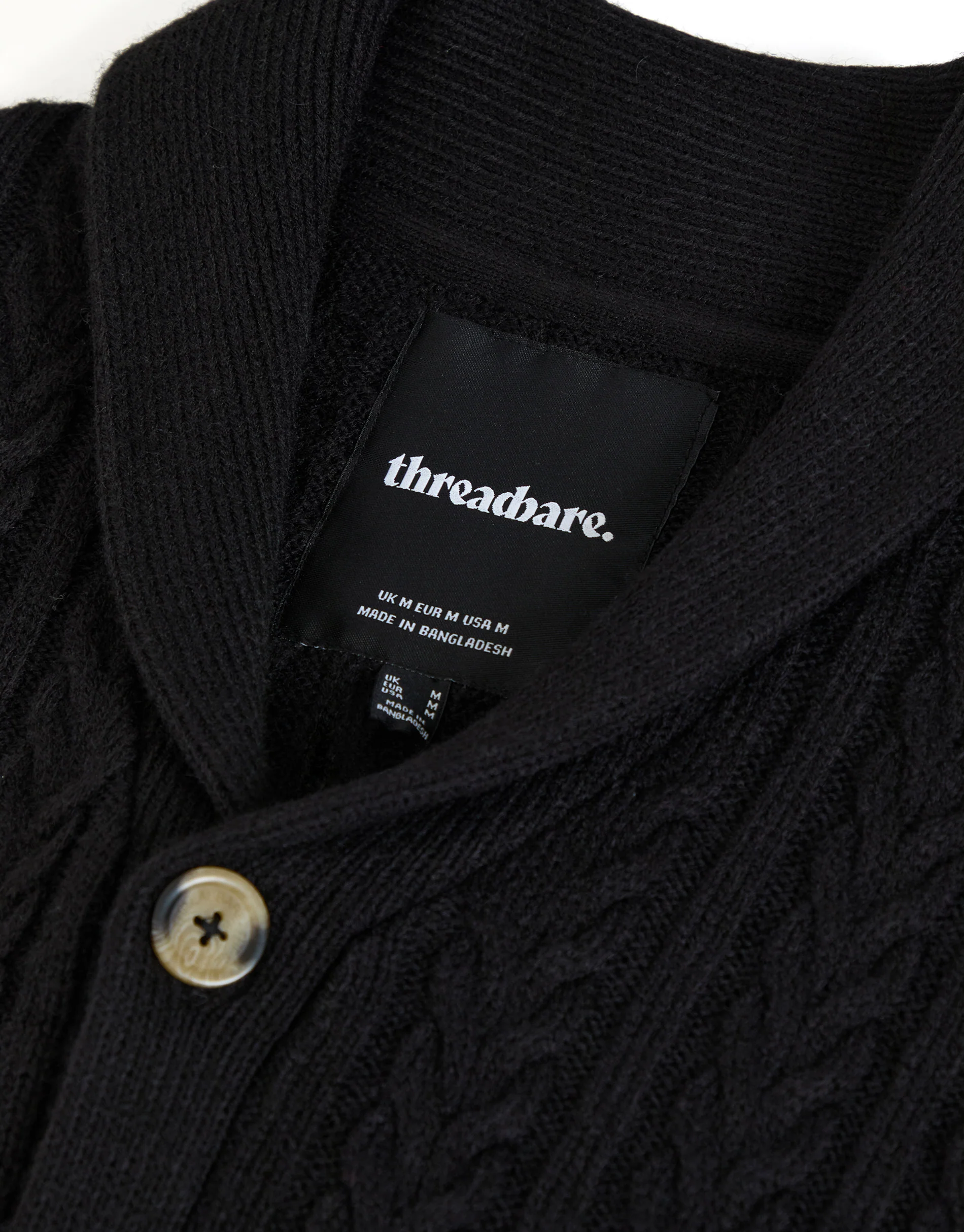 Cable Knit Shawl Cardigan in Black - Image 5