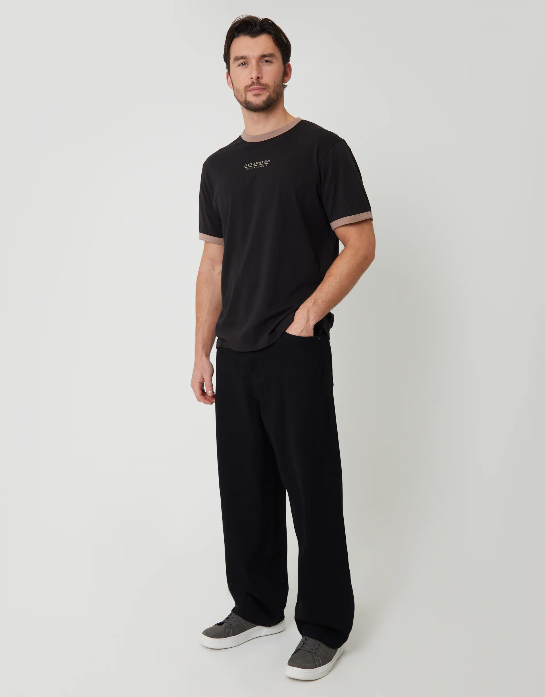 California Graphic Cotton Ringer T-Shirt in Black - Image 3