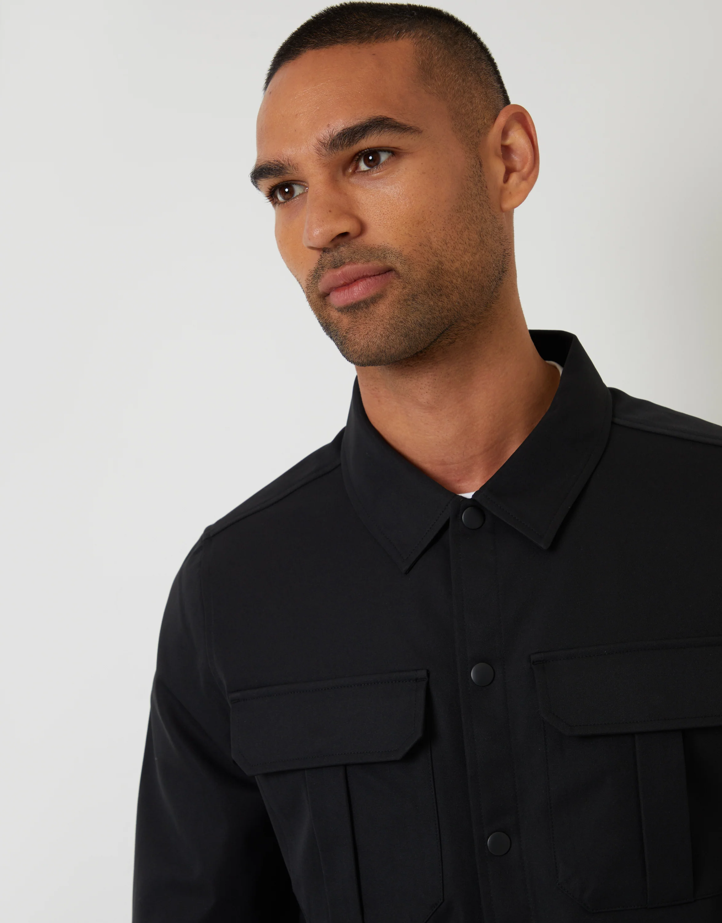Cargo Pocket Shacket in Black - Image 4