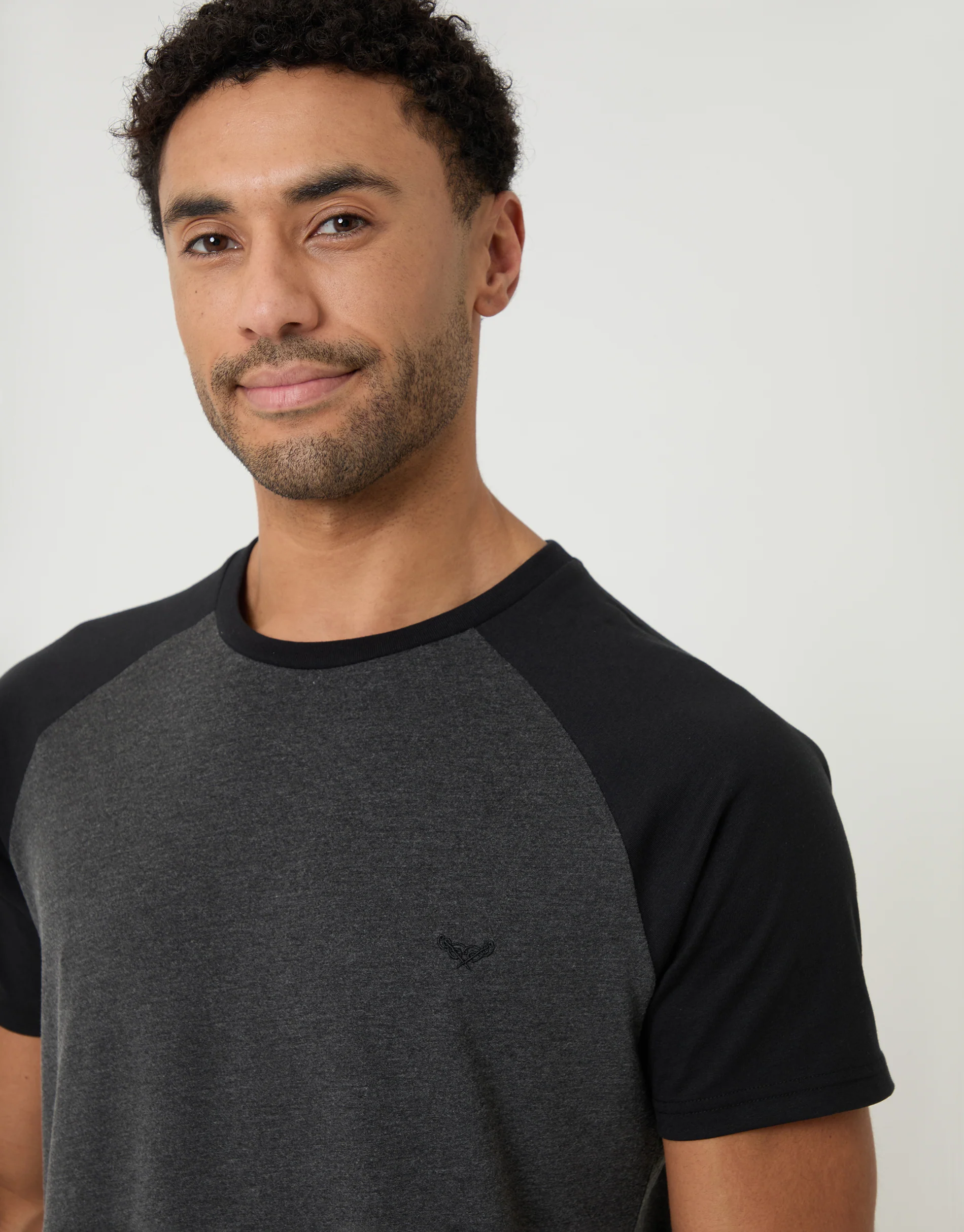 Raglan Short Sleeve Top & Shorts Lounge Set in Black - Image 4