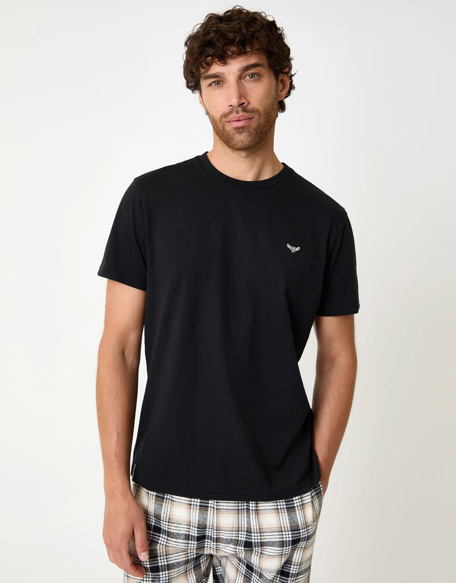 Pyjama Set in Black Check - Image 3