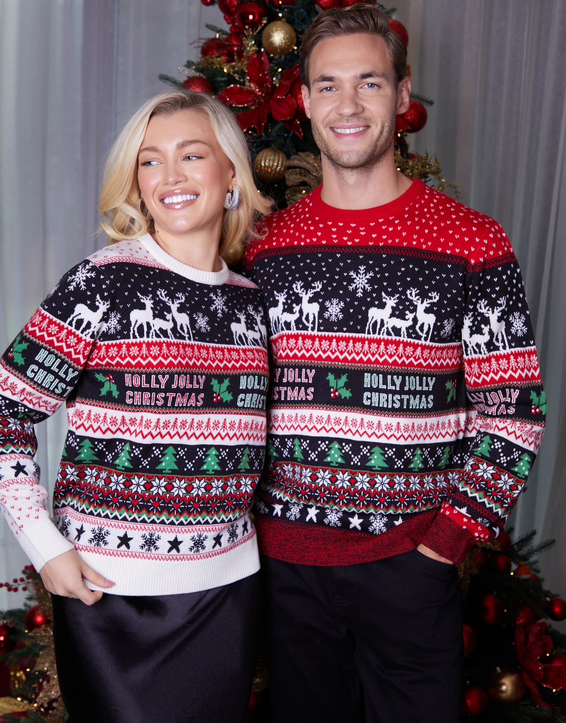 Christmas Fairisle Knitted Jumper in Black - Image 2