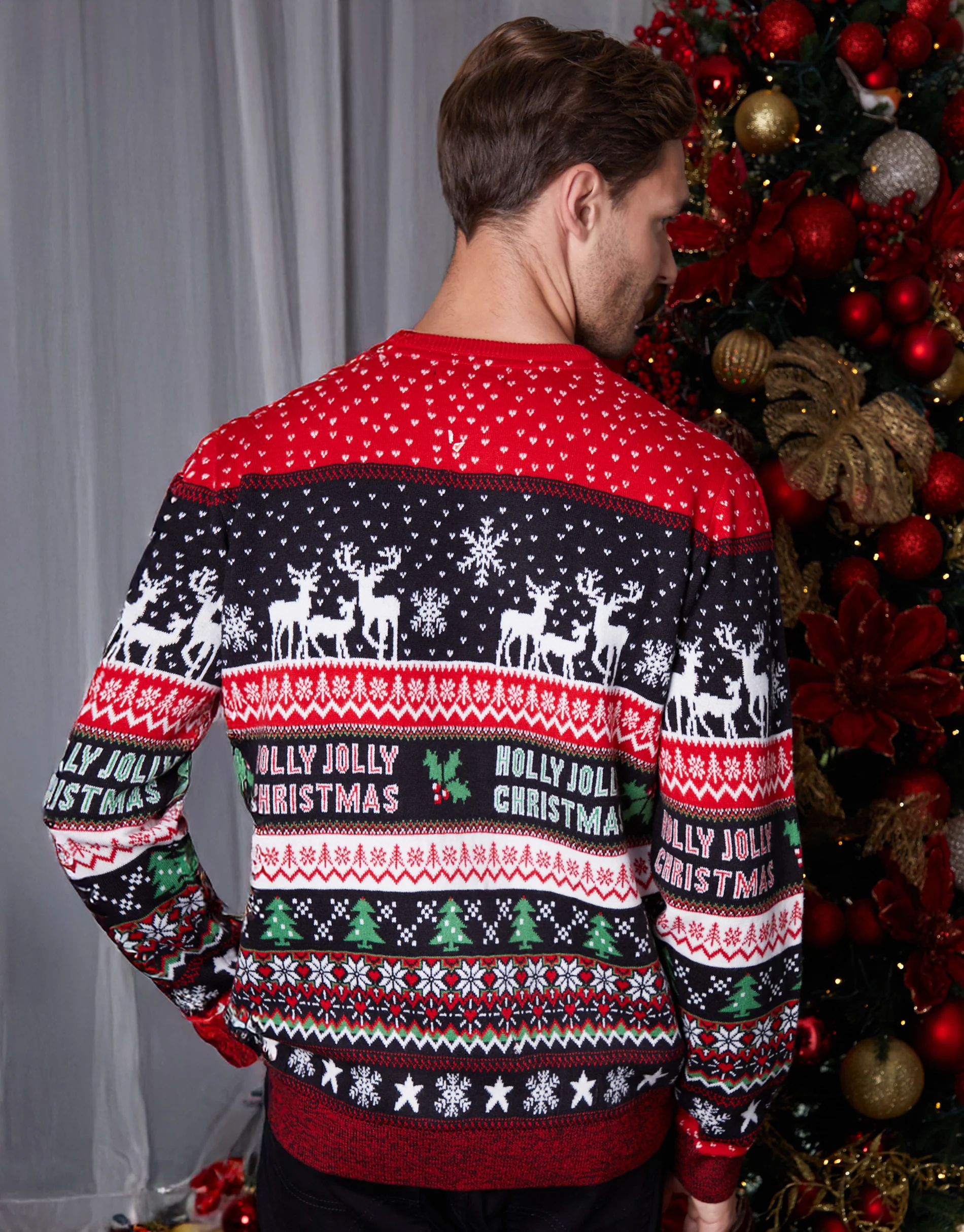 Christmas Fairisle Knitted Jumper in Black - Image 4