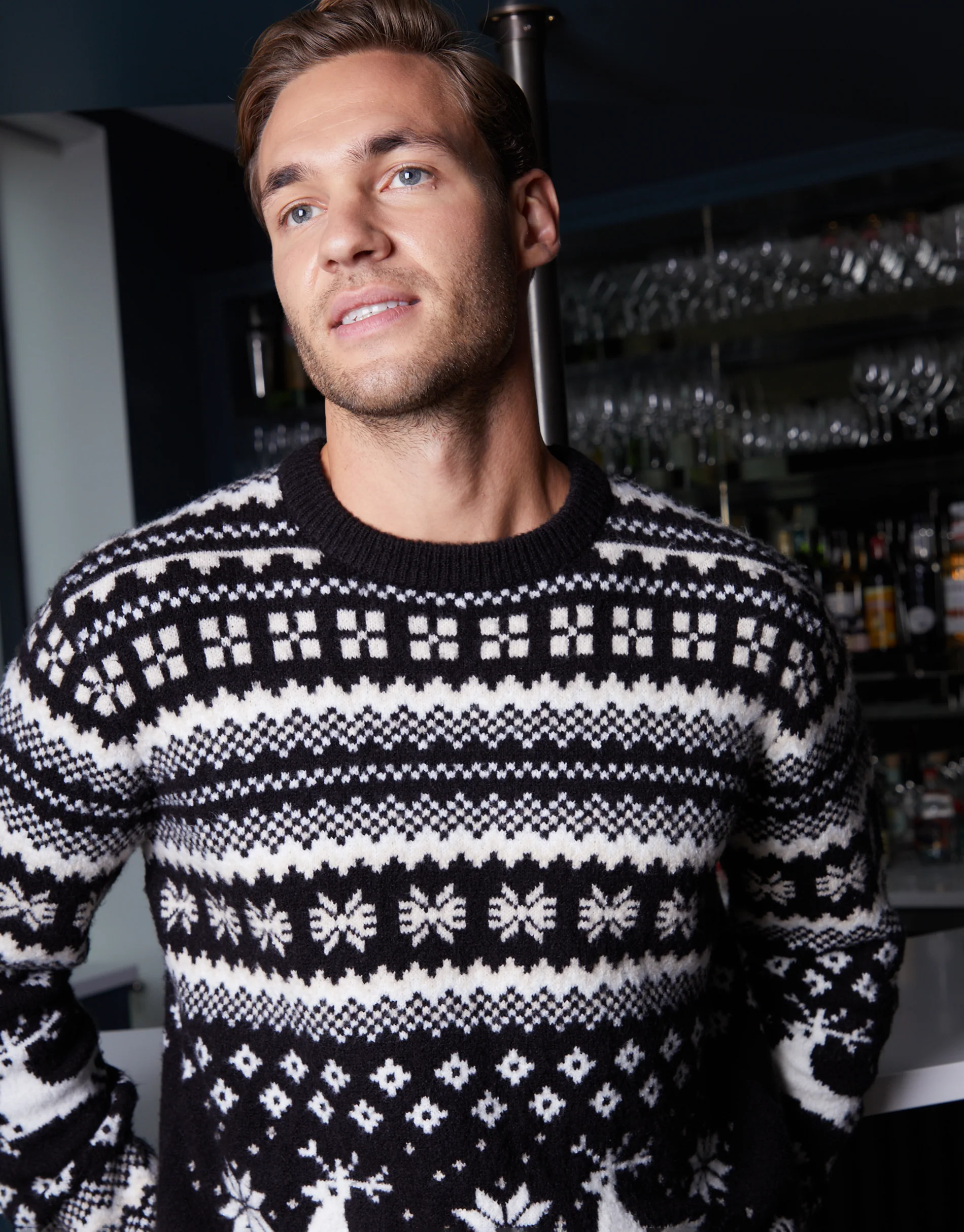 Christmas Fairisle Knitted Jumper in Black - Image 3