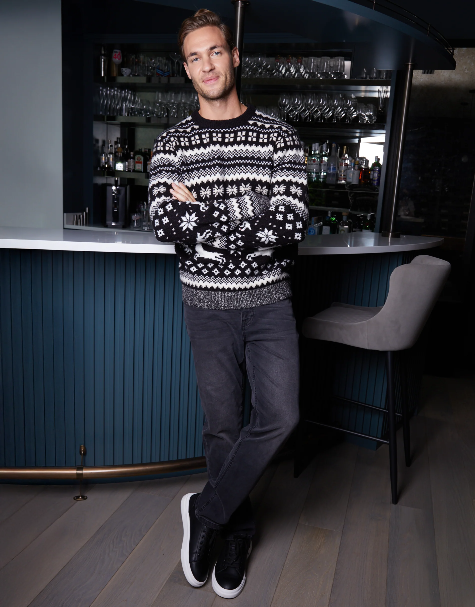 Christmas Fairisle Knitted Jumper in Black - Image 4