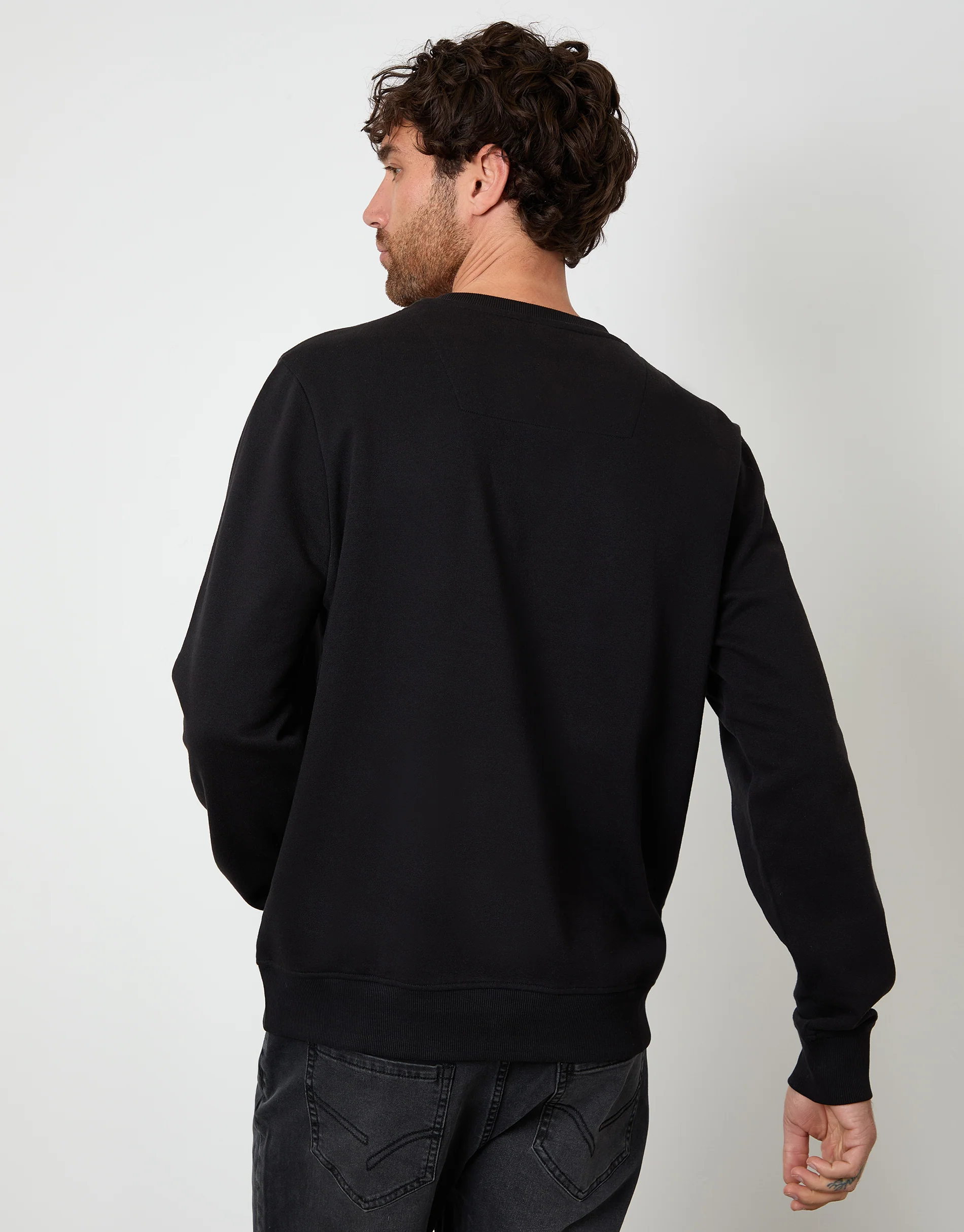 Christmas Graphic Print Crew Neck Sweatshirt in Black - Image 3